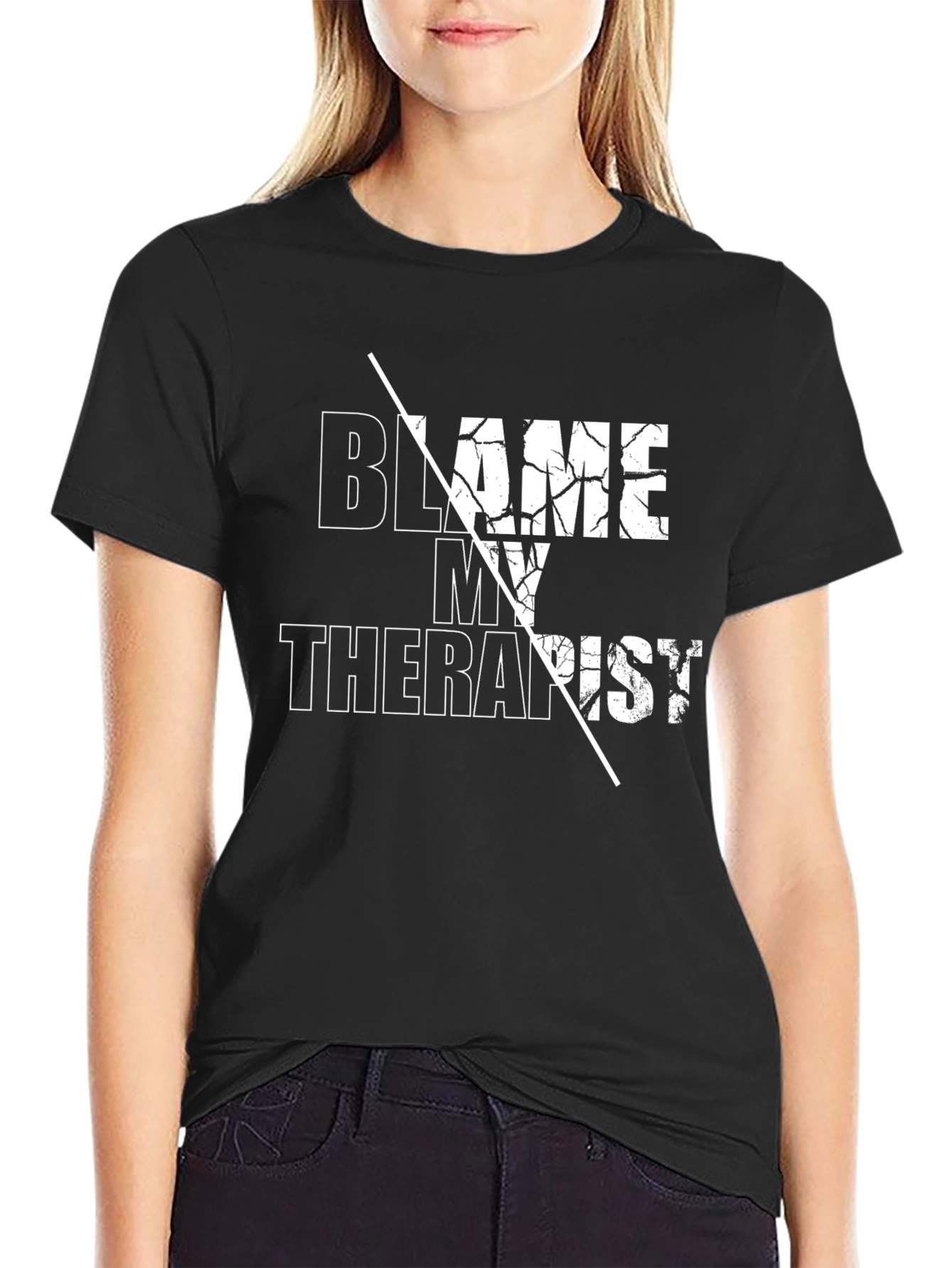 Black Blame My Therapist Graphic Tee - Funny T-Shirt view 2