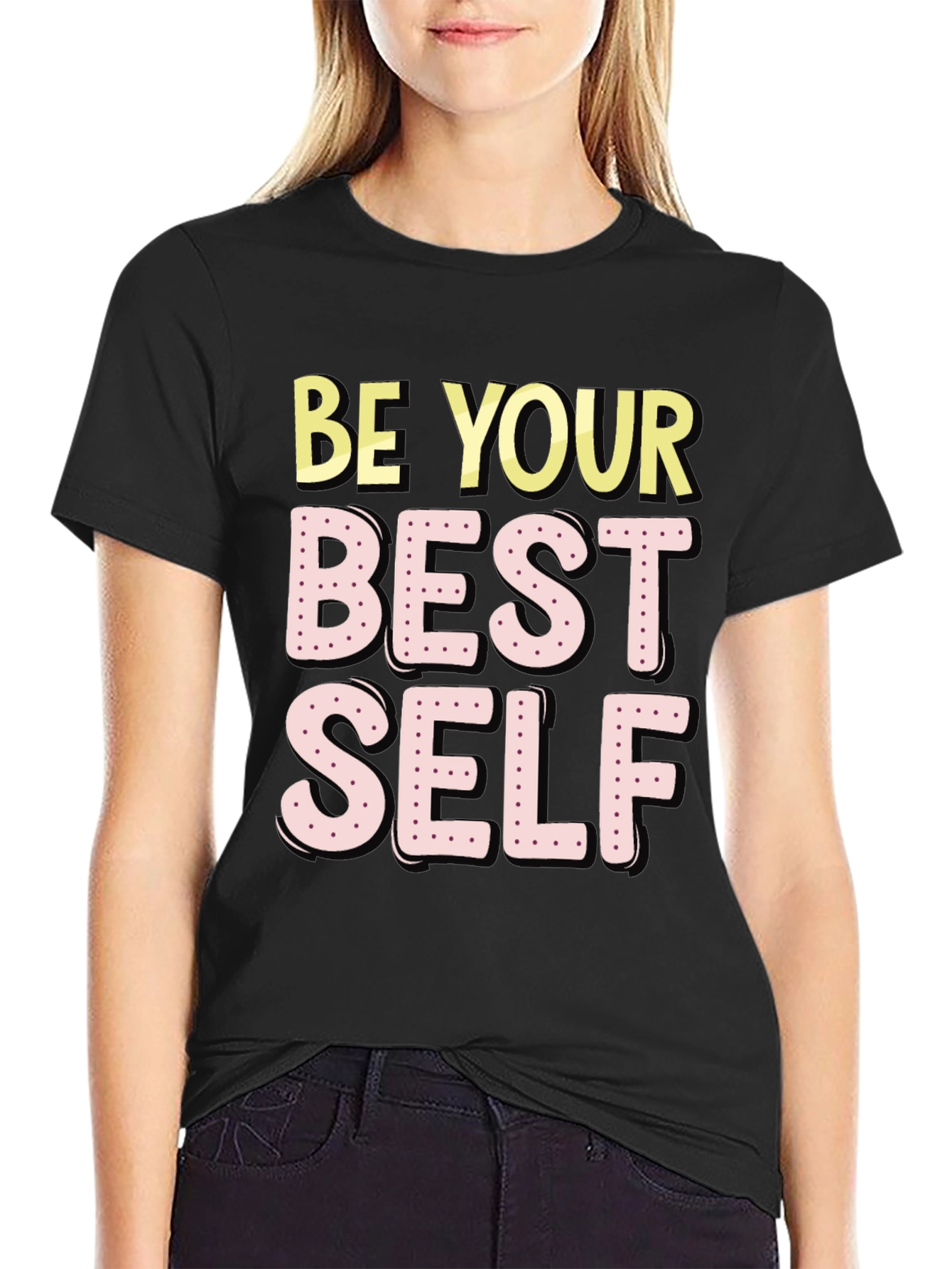 Black Be Your Best Self T-Shirt - Motivational Graphic Tee view 2