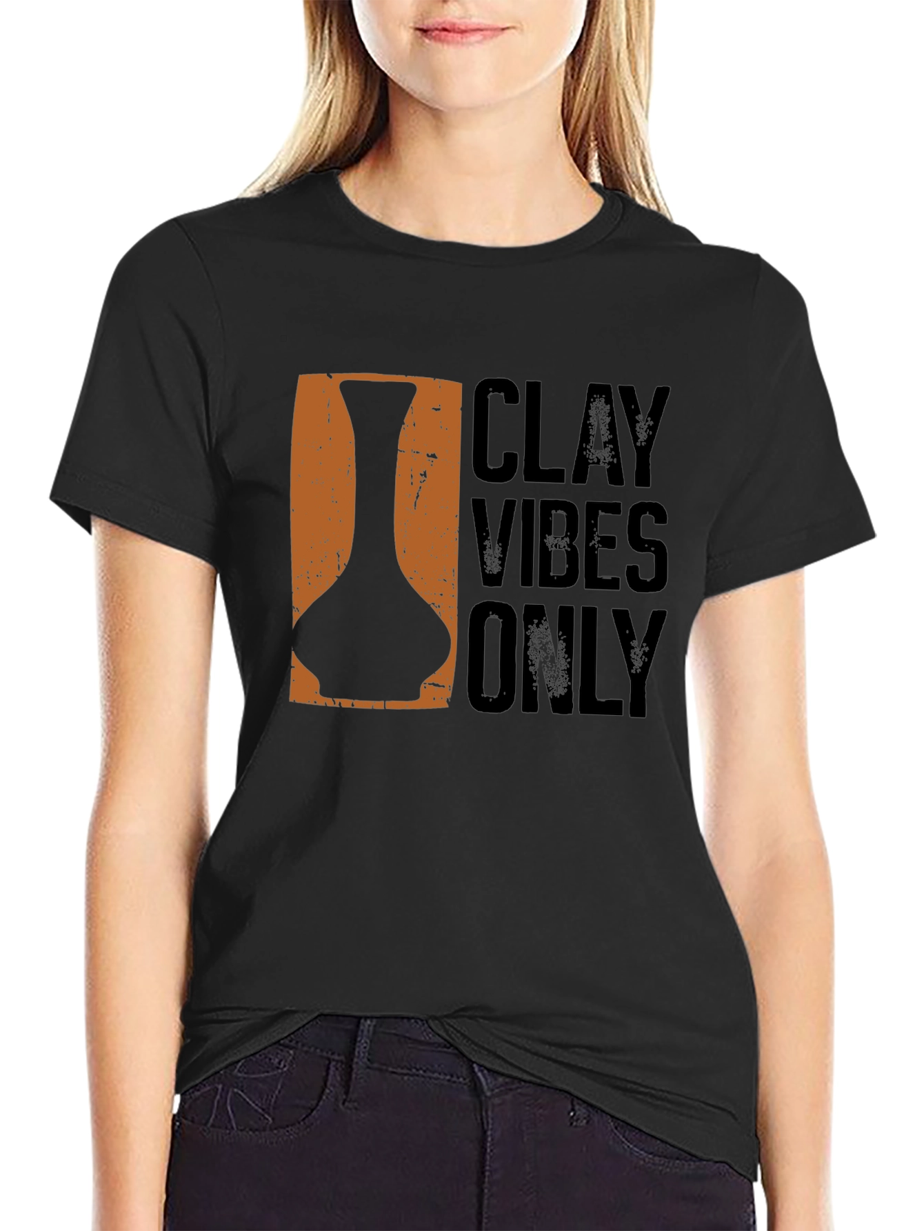 Black Clay Vibes Only Graphic T-Shirt view 2