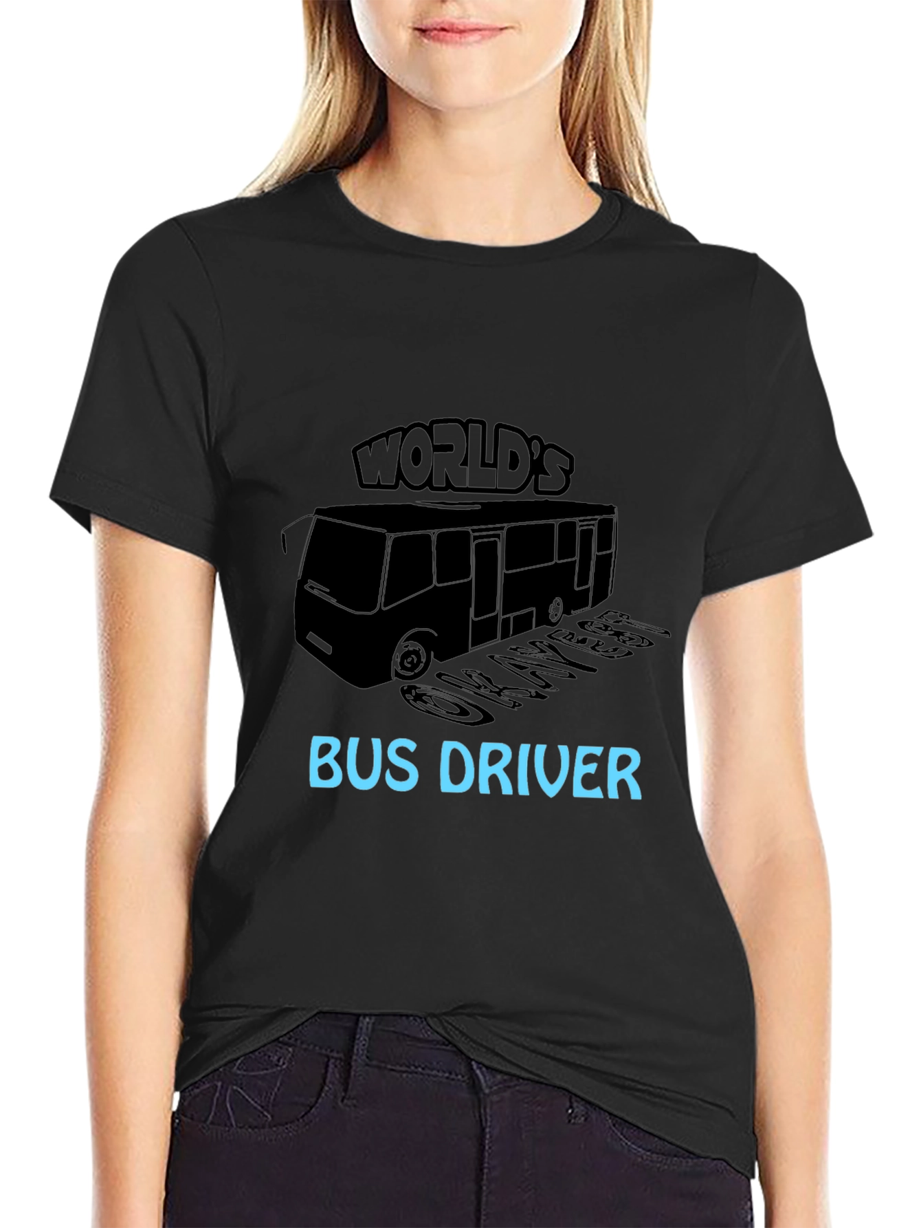Black World's Okayest Bus Driver Black T-Shirt view 2