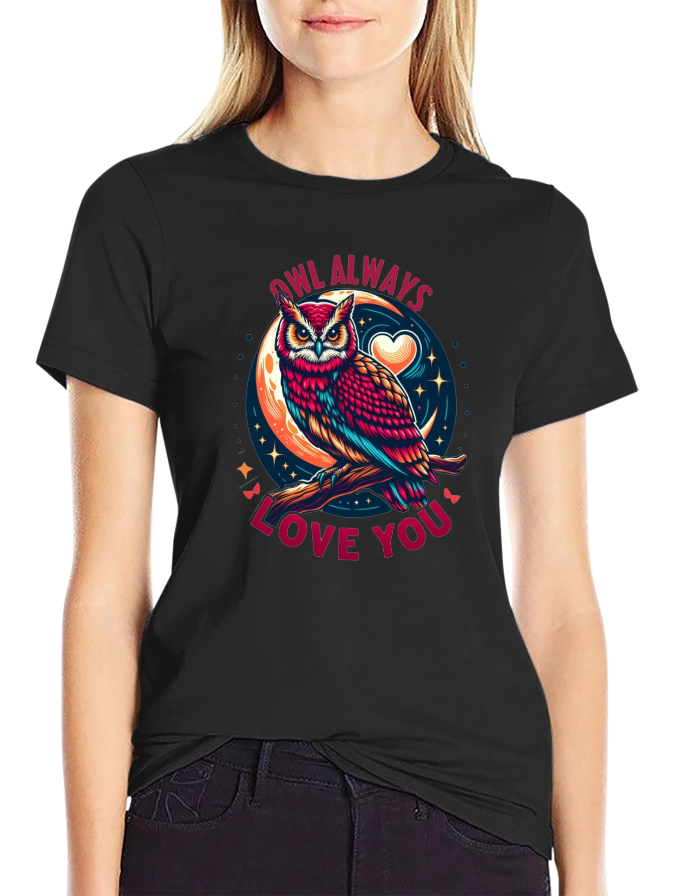 Black Owl Always Love You Graphic Tee view 2