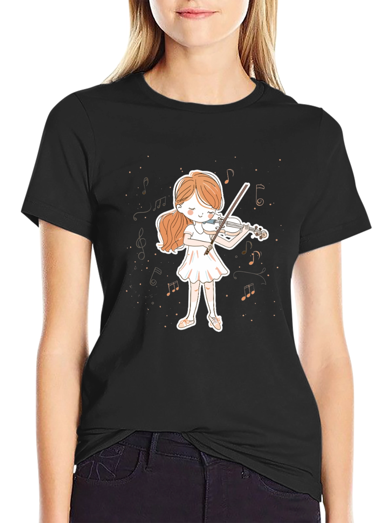 Black Girl Playing Violin Graphic Tee - Music Lover T-Shirt view 2