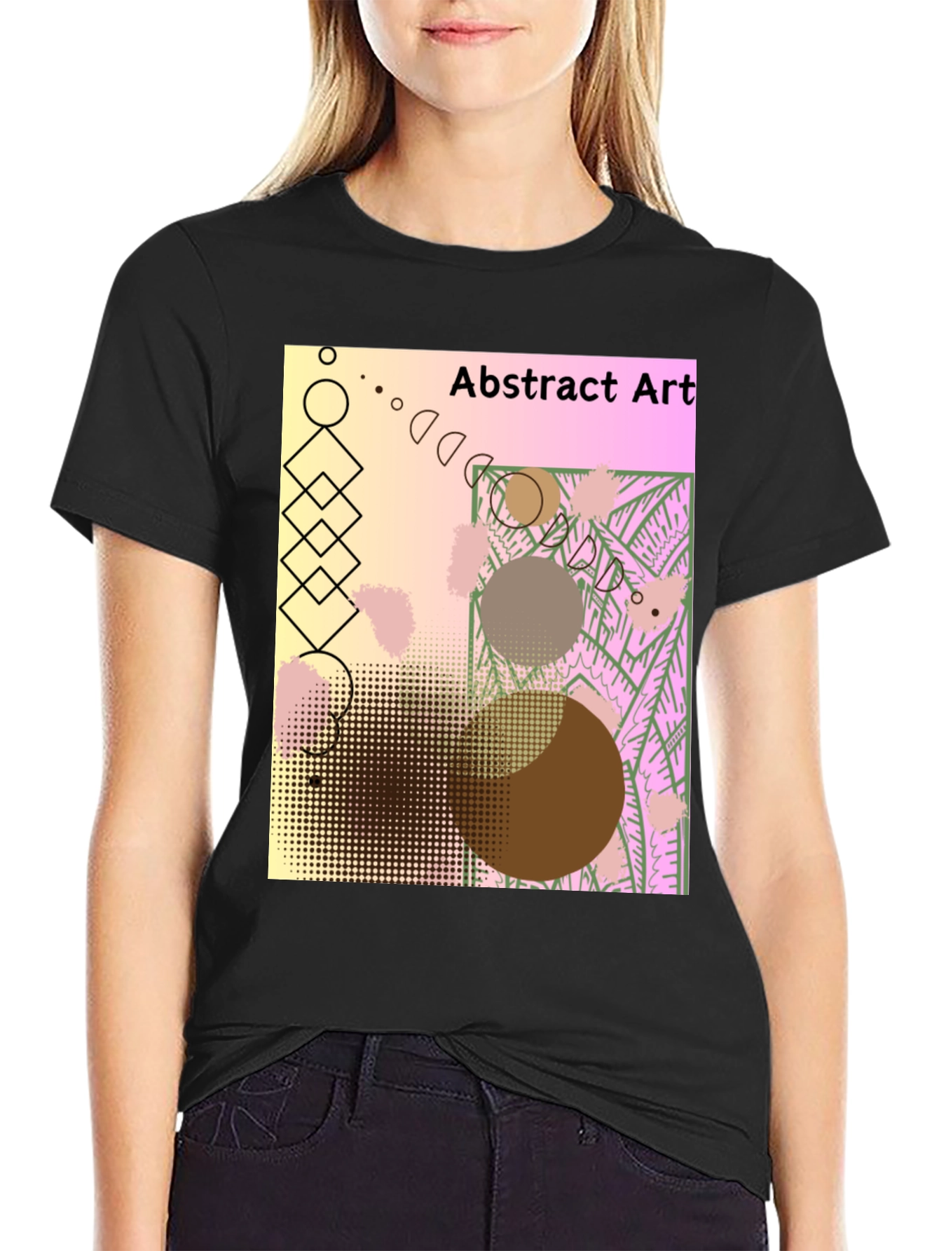Black Abstract Art Graphic Tee - Unique Design view 2