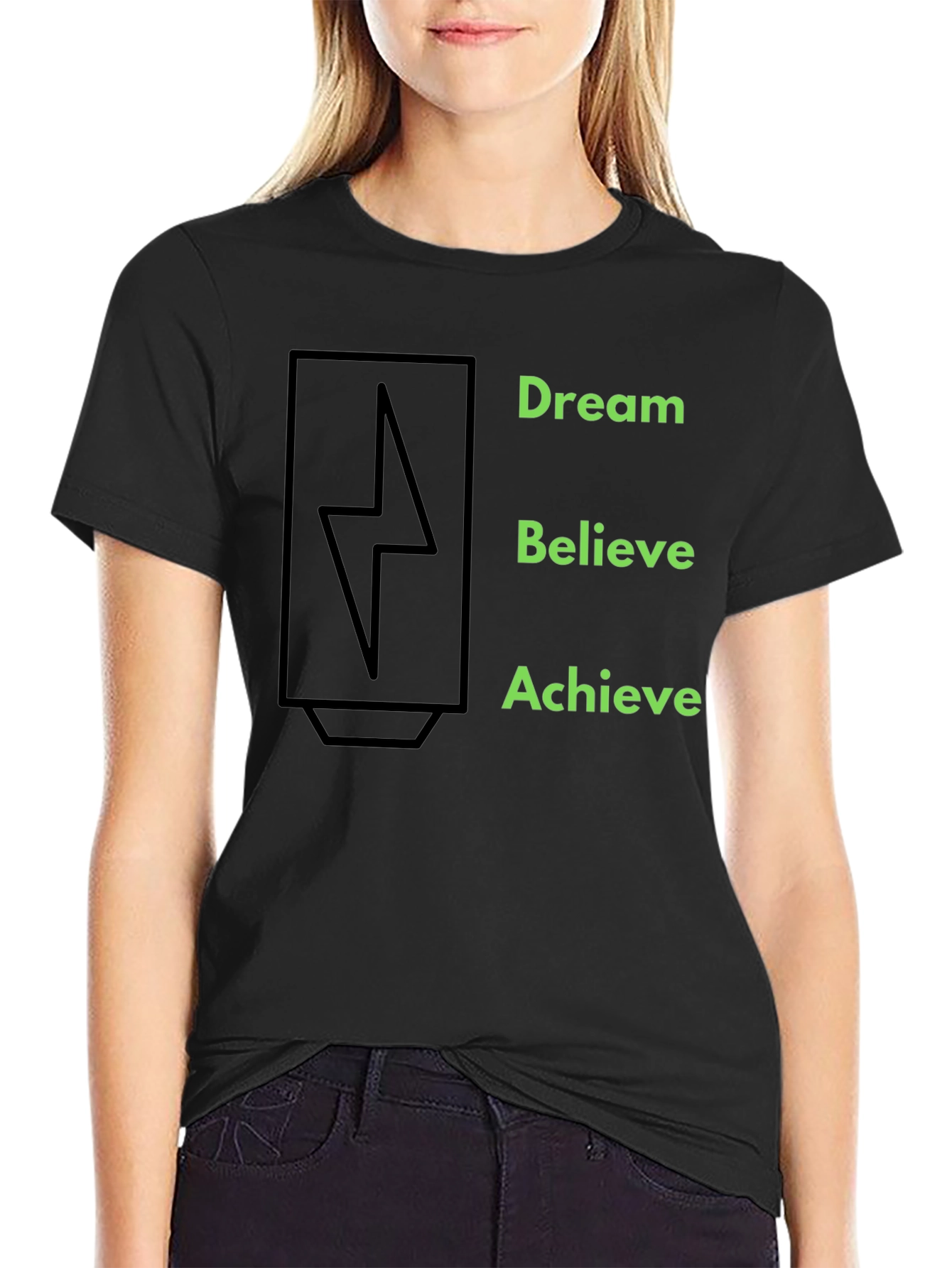 Black Dream Believe Achieve Graphic Tee view 2