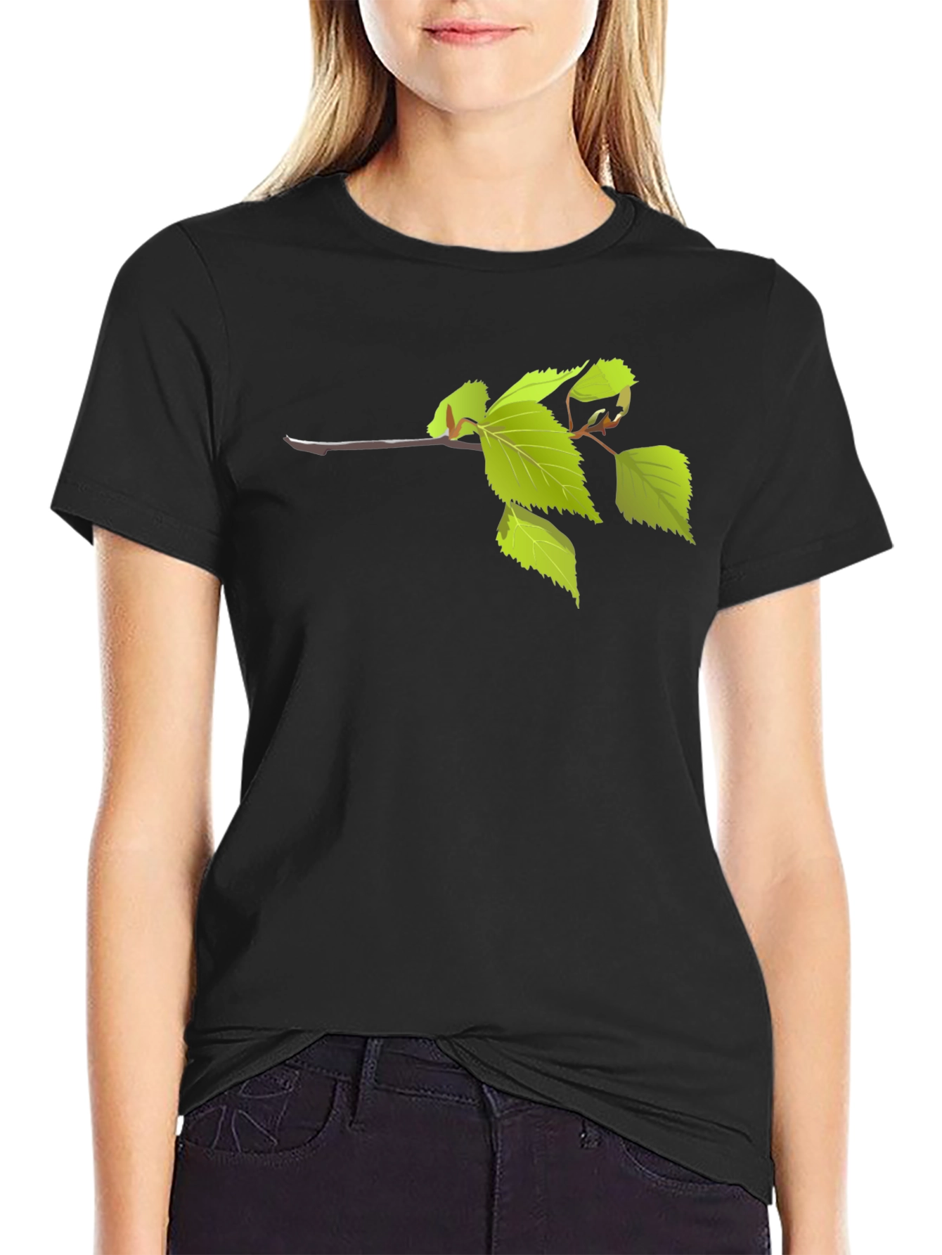 Black Nature Branch Graphic T-Shirt - Casual Comfort view 2