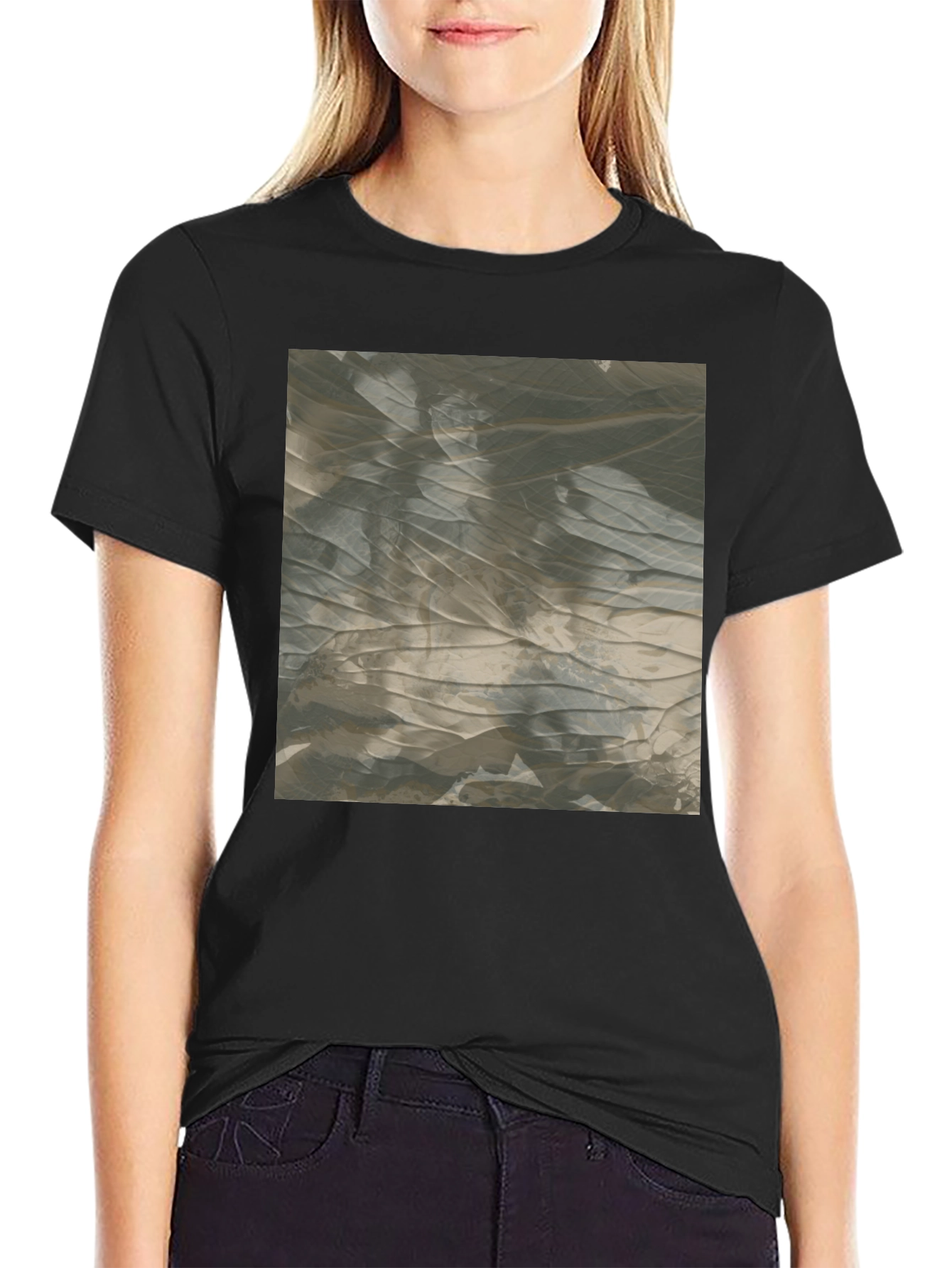 Black Abstract Pattern Black T-Shirt view 2