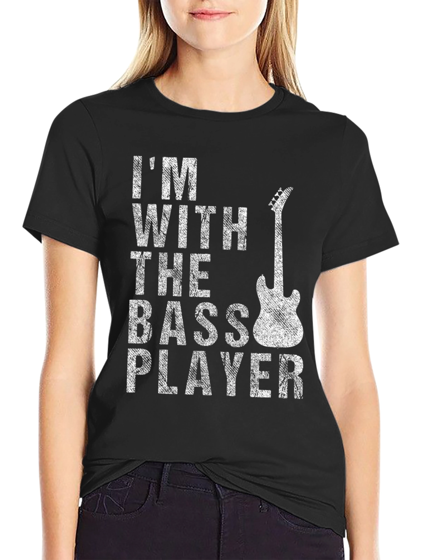 Black I'm With the Bass Player Black T-Shirt view 2