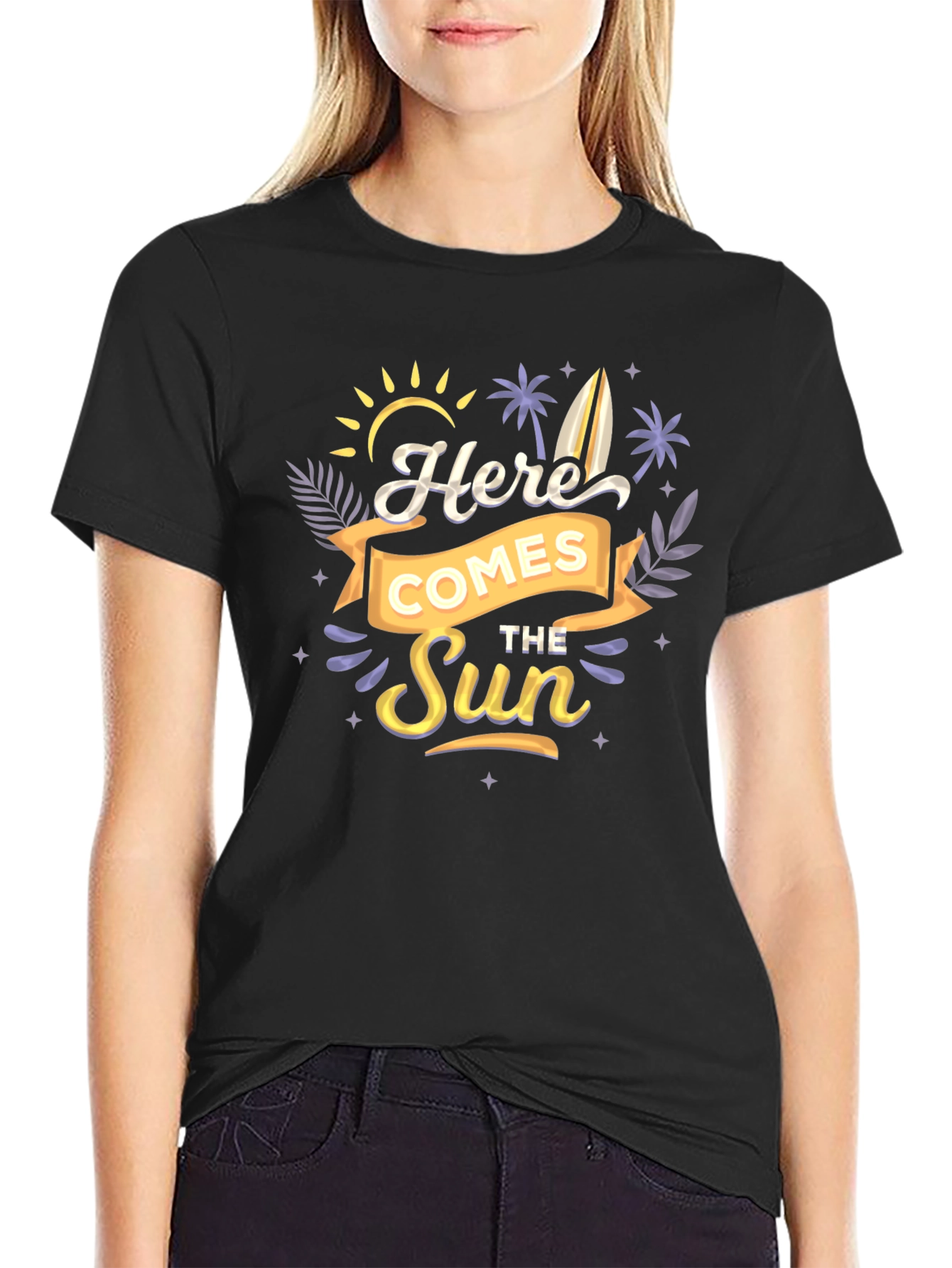 Black Here Comes The Sun Graphic Tee view 2