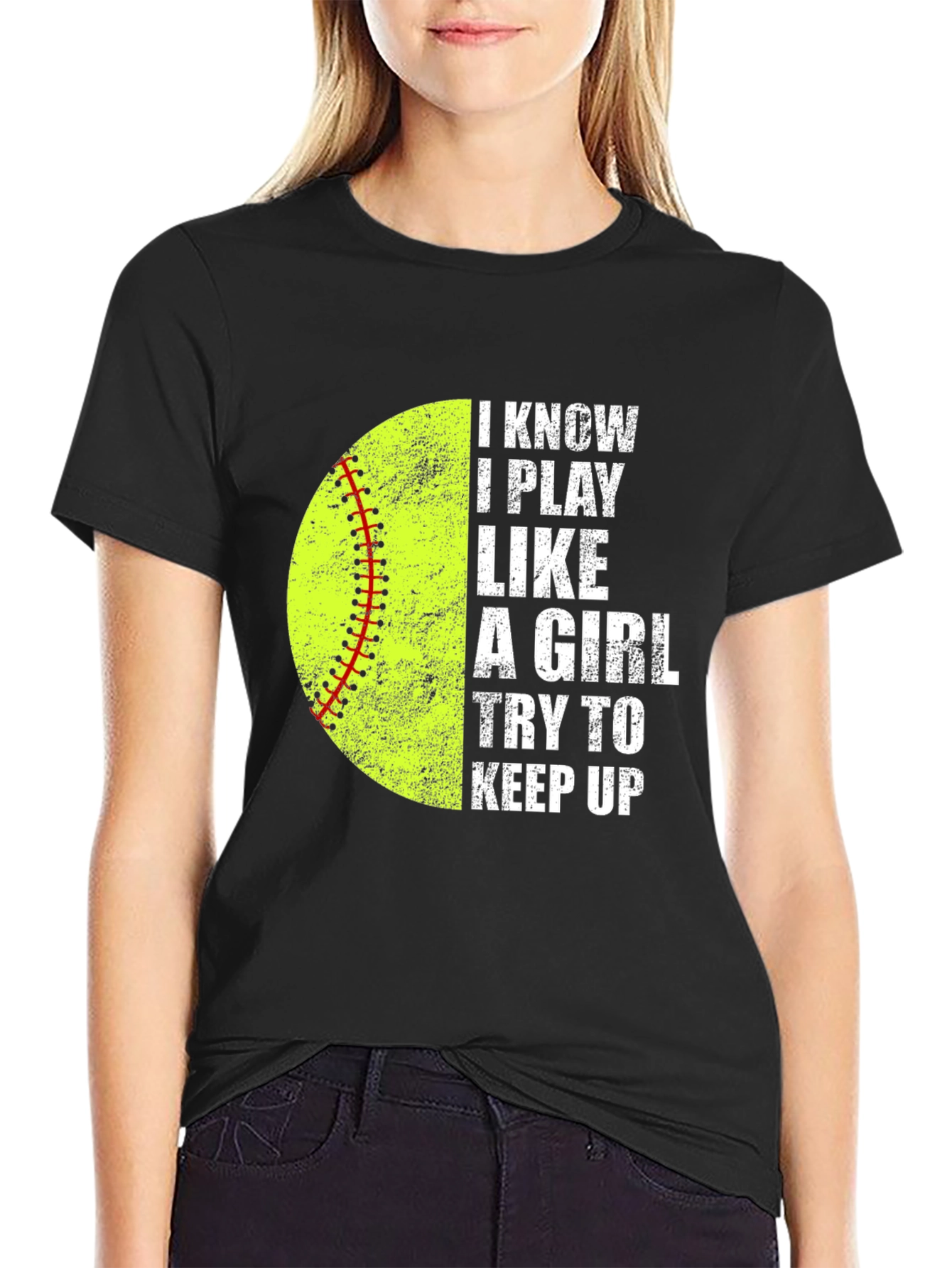 Black I Know I Play Like a Girl T-Shirt view 2