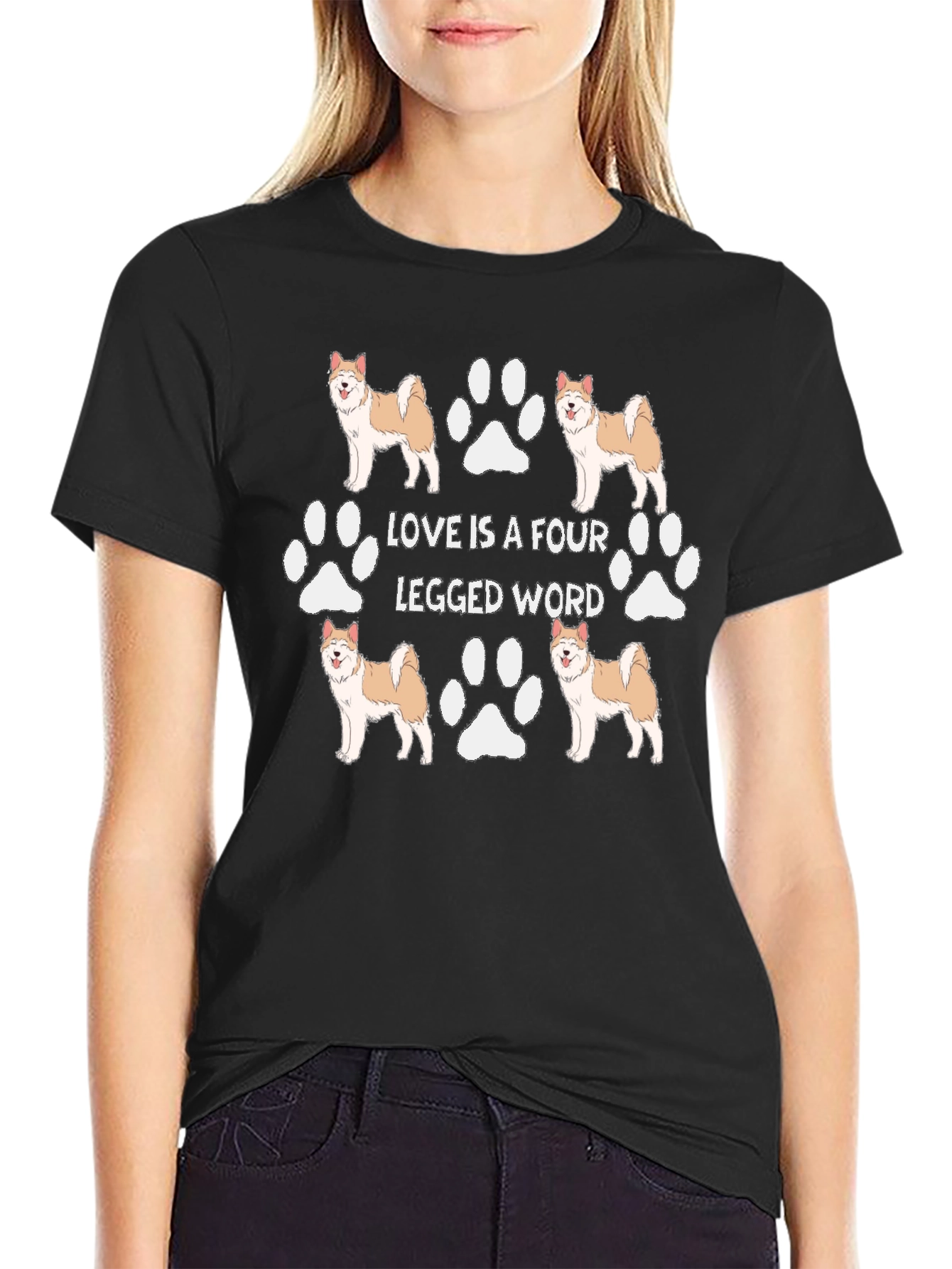 Black Dog Lover T-Shirt - Love is a Four Legged Word view 2