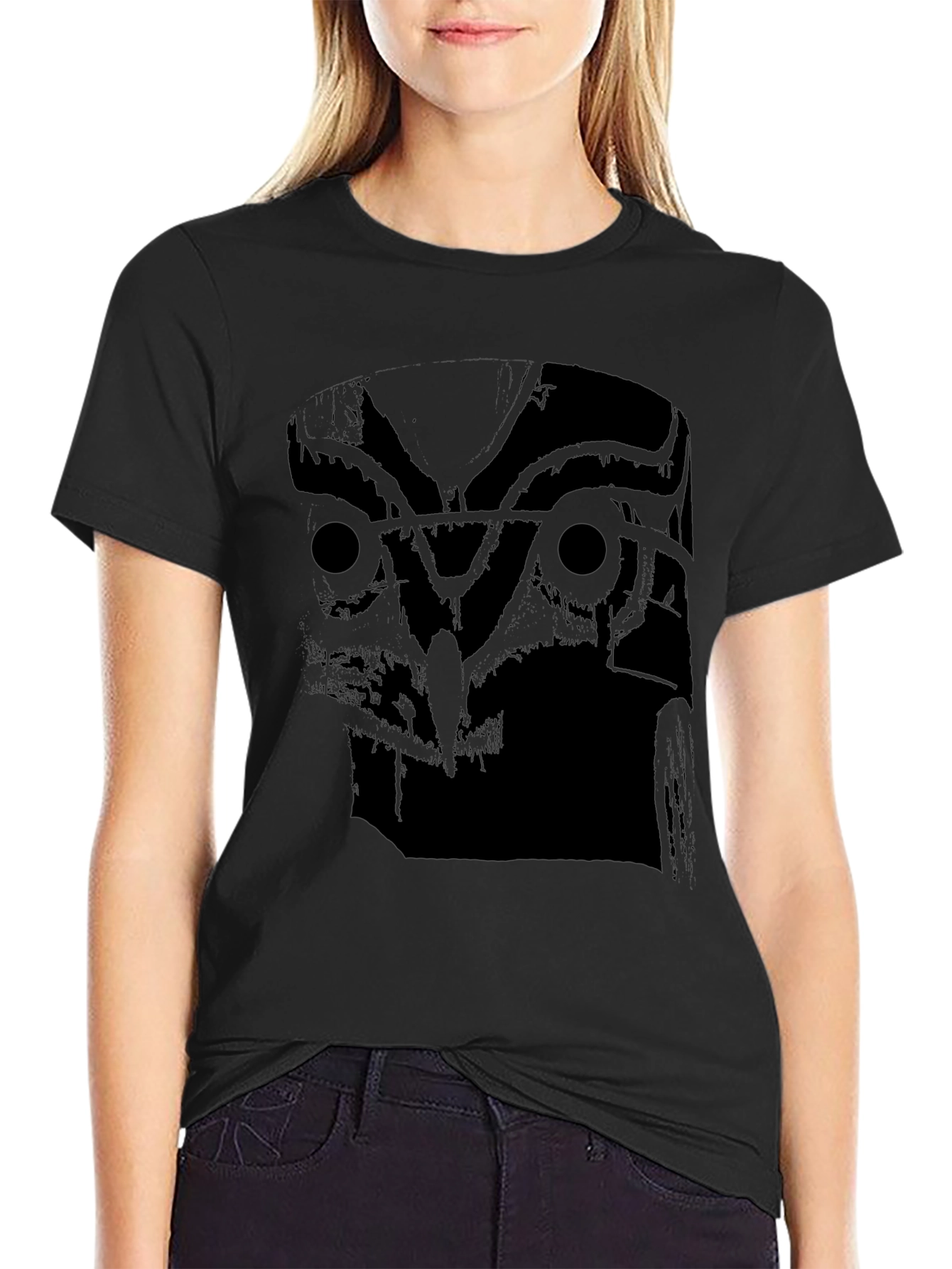 Black Men's Black Owl Graphic T-Shirt view 2