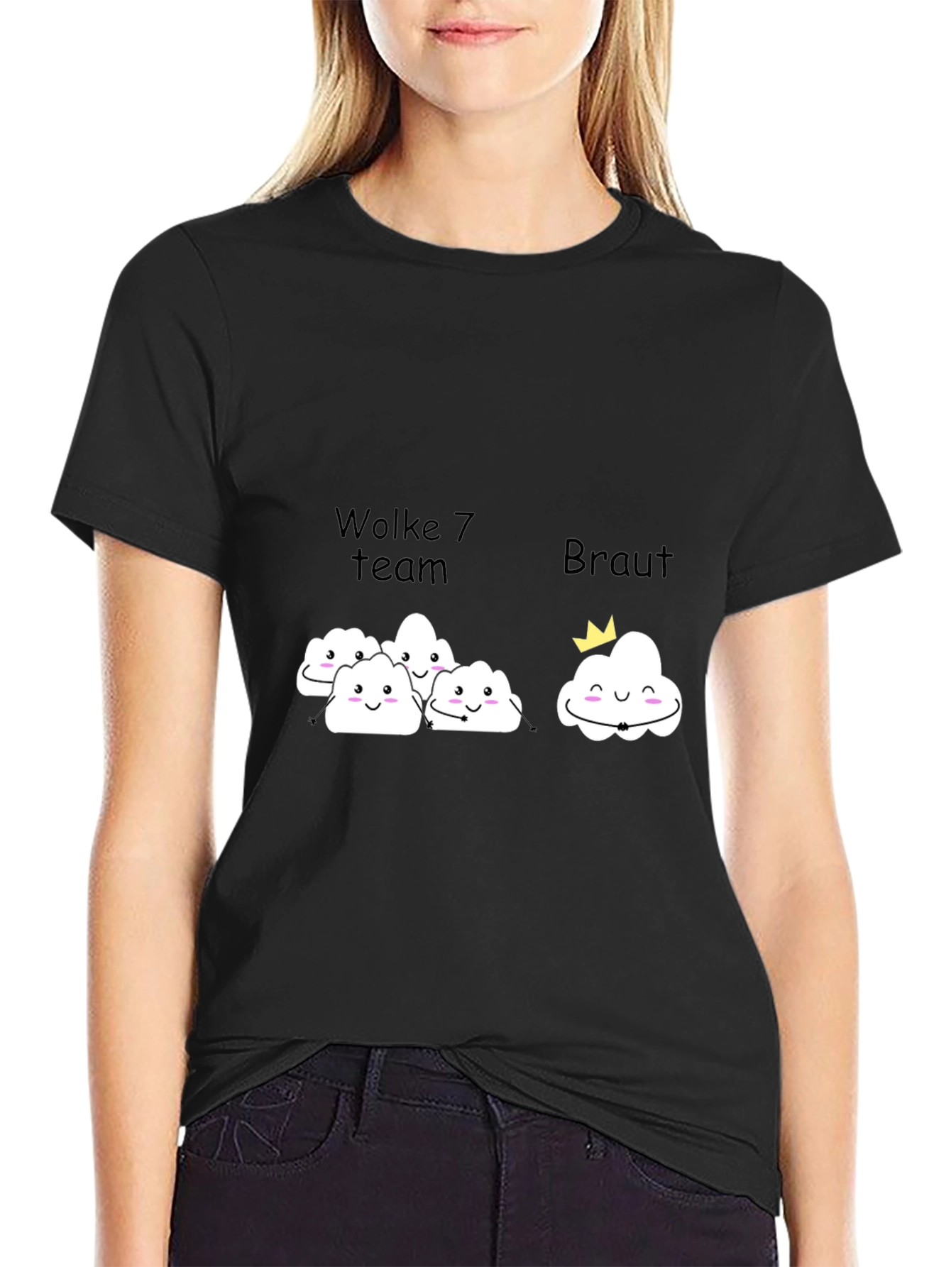 Black Wolke 7 Bride Team T-Shirt view 2