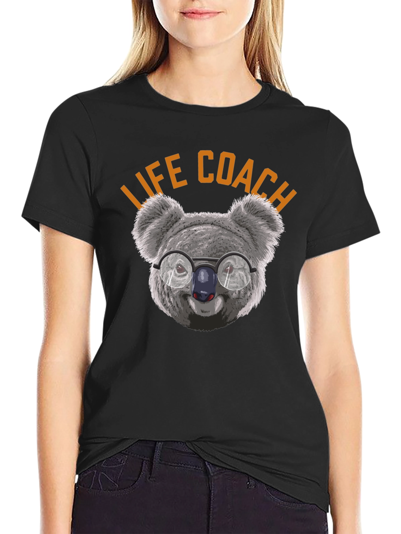 Black Life Coach Koala T-Shirt - Funny Animal Tee view 2