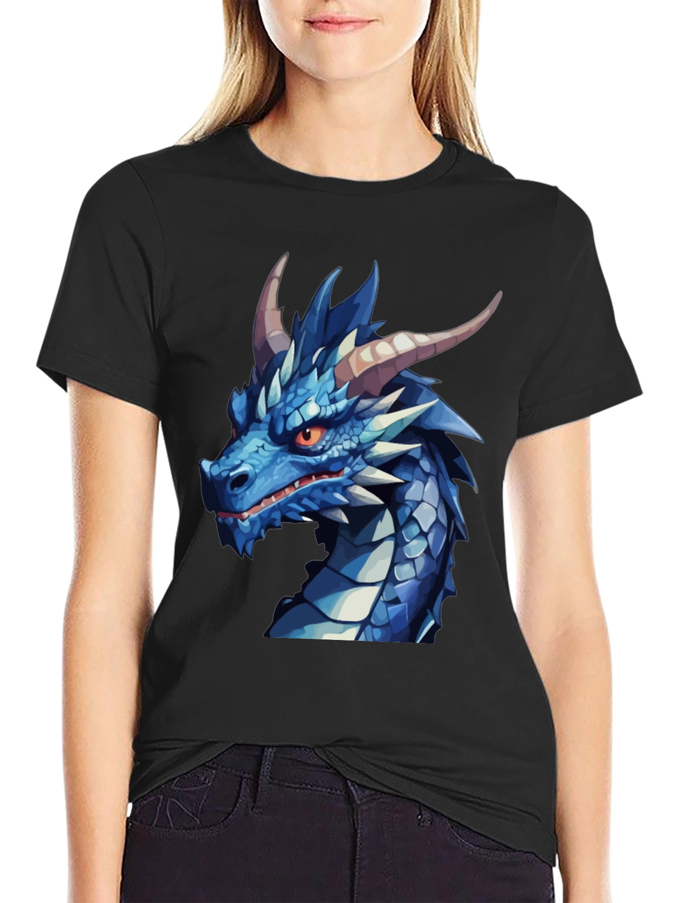 Black Dragon Graphic Tee - Black Cotton Blend T-Shirt view 2