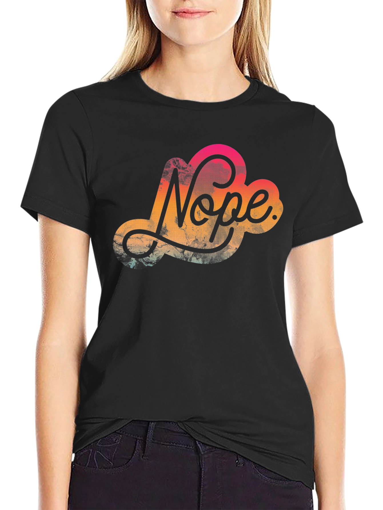 Black Nope Graphic Tee - Casual Black T-Shirt view 2