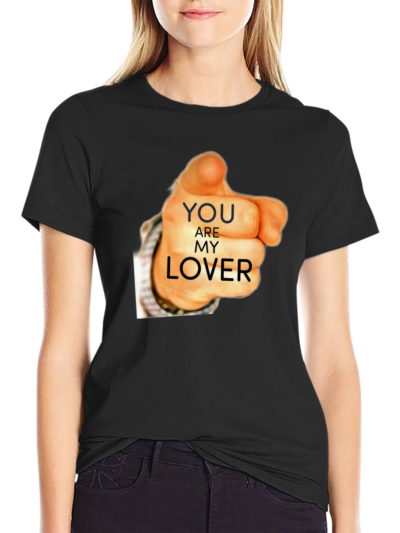Black You Are My Lover Graphic Tee - Black Cotton T-Shirt view 2