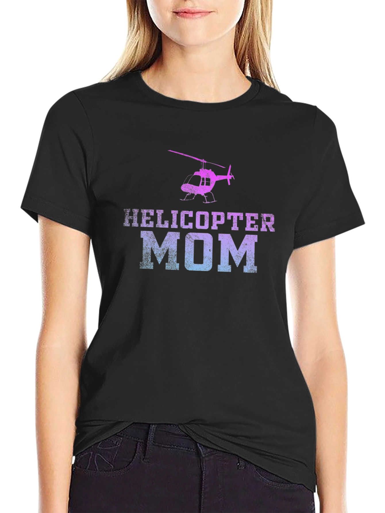 Black Helicopter Mom Novelty T-Shirt view 2
