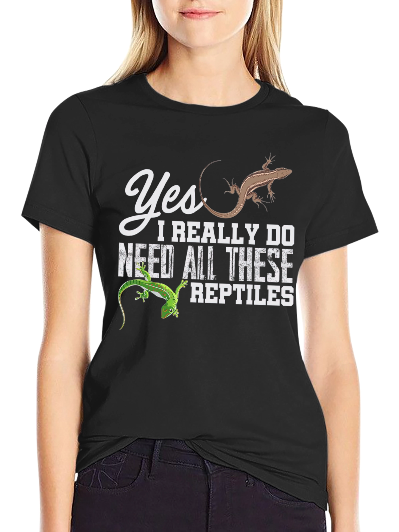 Black Reptile Lover T-Shirt - Funny Lizard Tee view 2