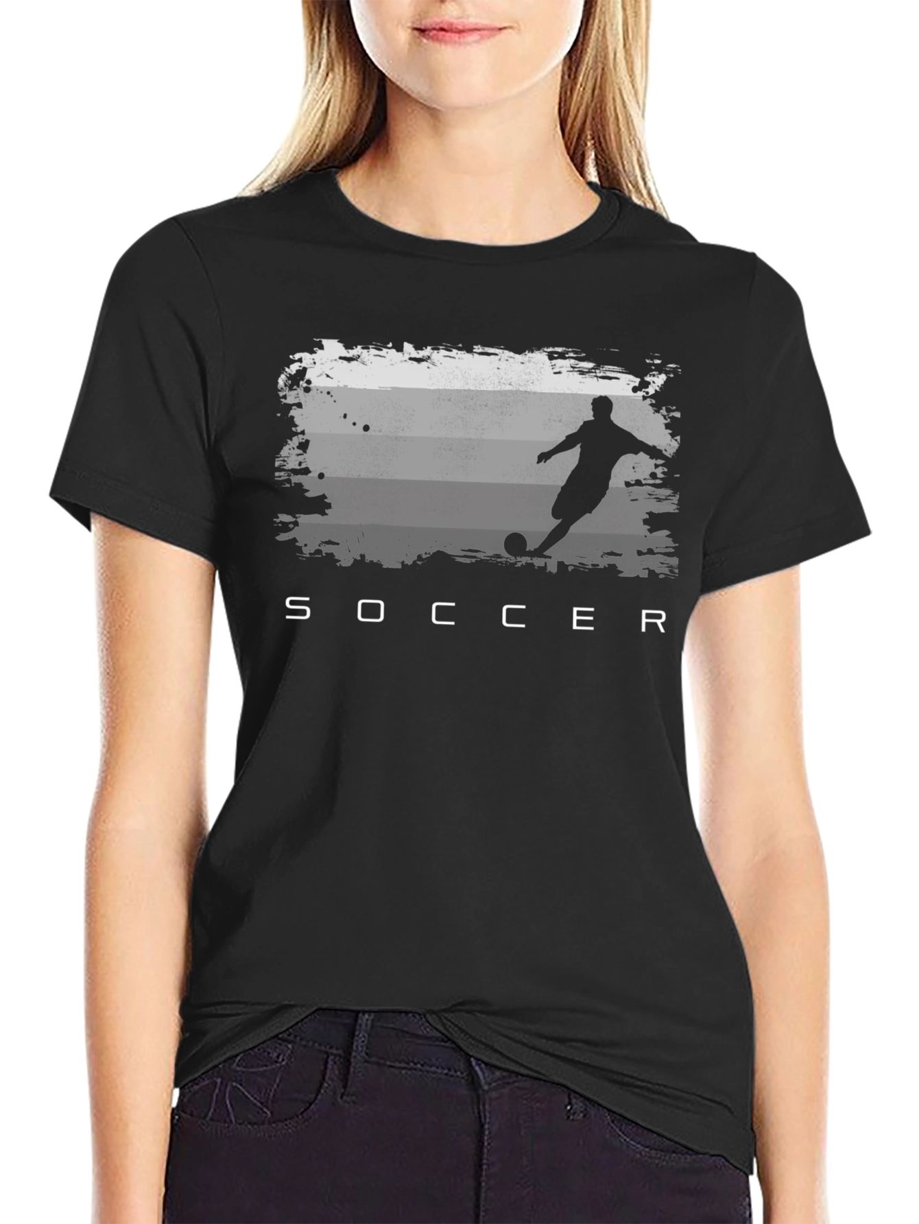 Black Soccer Graphic Tee - Stylish Sport T-Shirt view 2