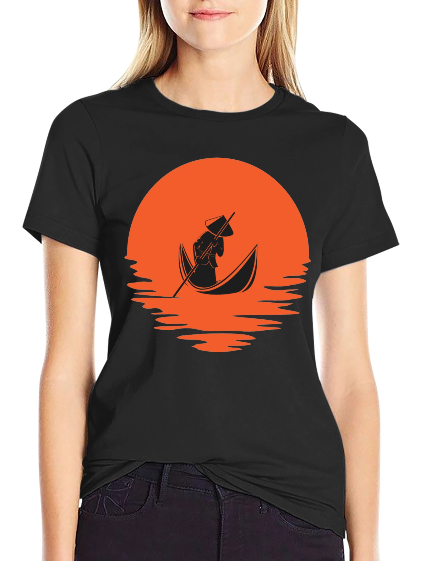 Black Sunset Boat Ride Graphic Tee - Black view 2