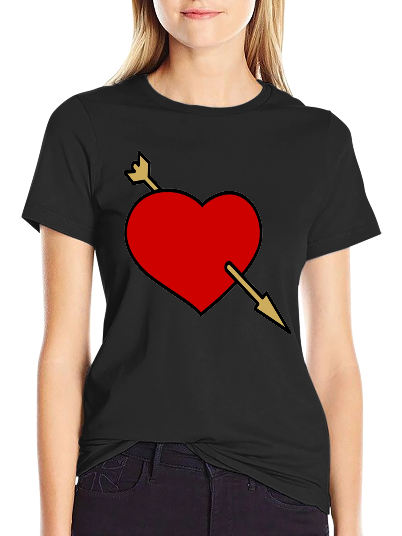Black Heart Arrow Graphic Black Tee view 2