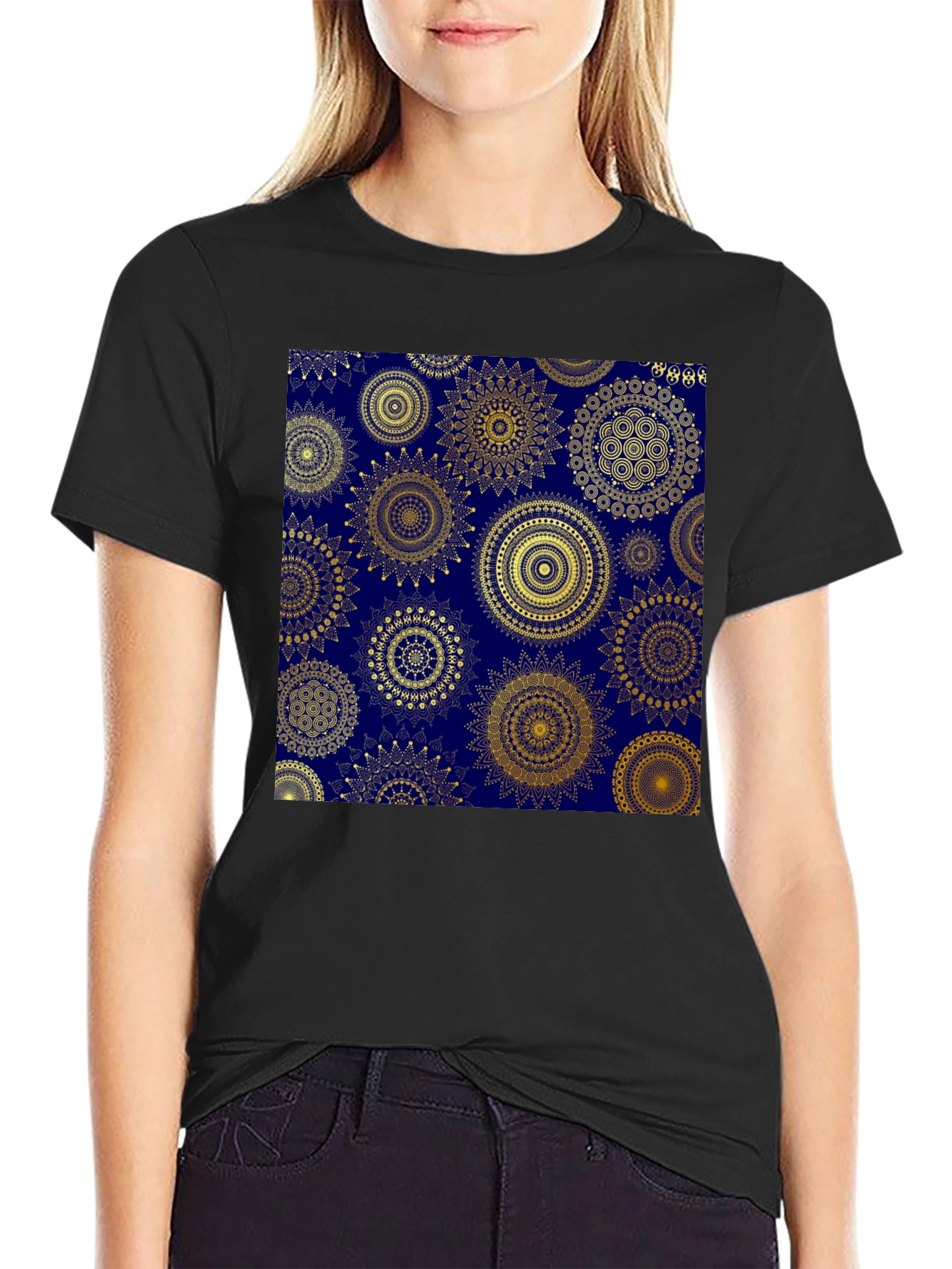 Black Geometric Pattern T-Shirt - Stylish Graphic Tee view 2