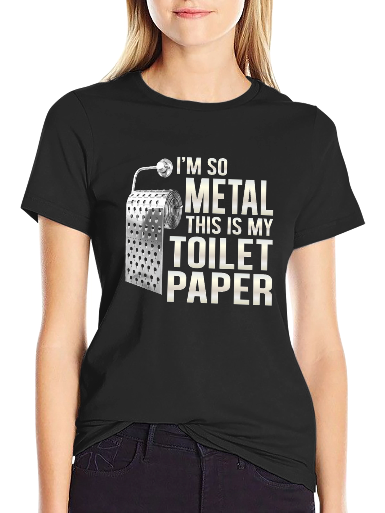 Black I'm So Metal Toilet Paper T-Shirt - Funny Novelty Tee view 2