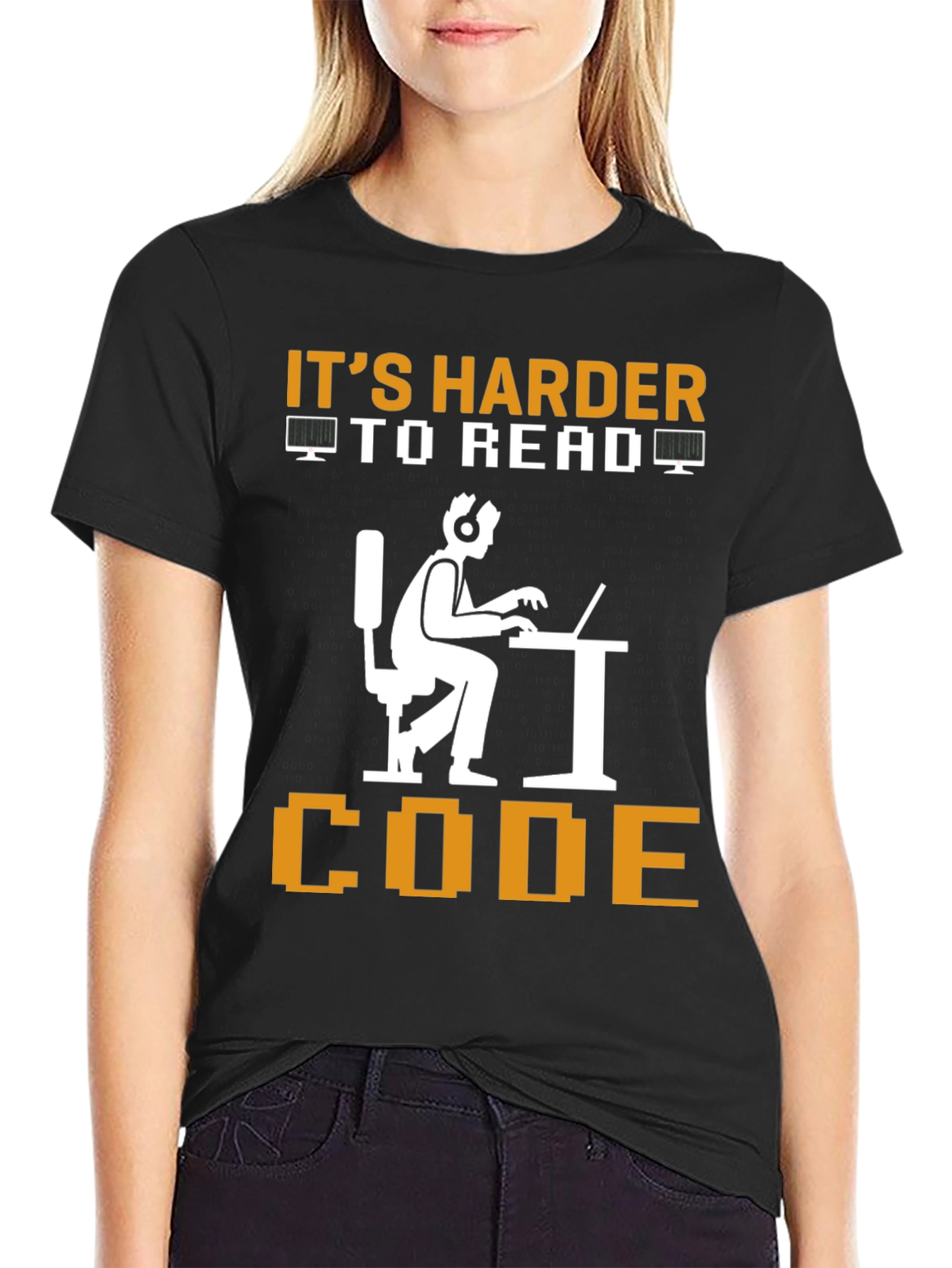 Black It's Harder To Read Code Graphic Tee view 2
