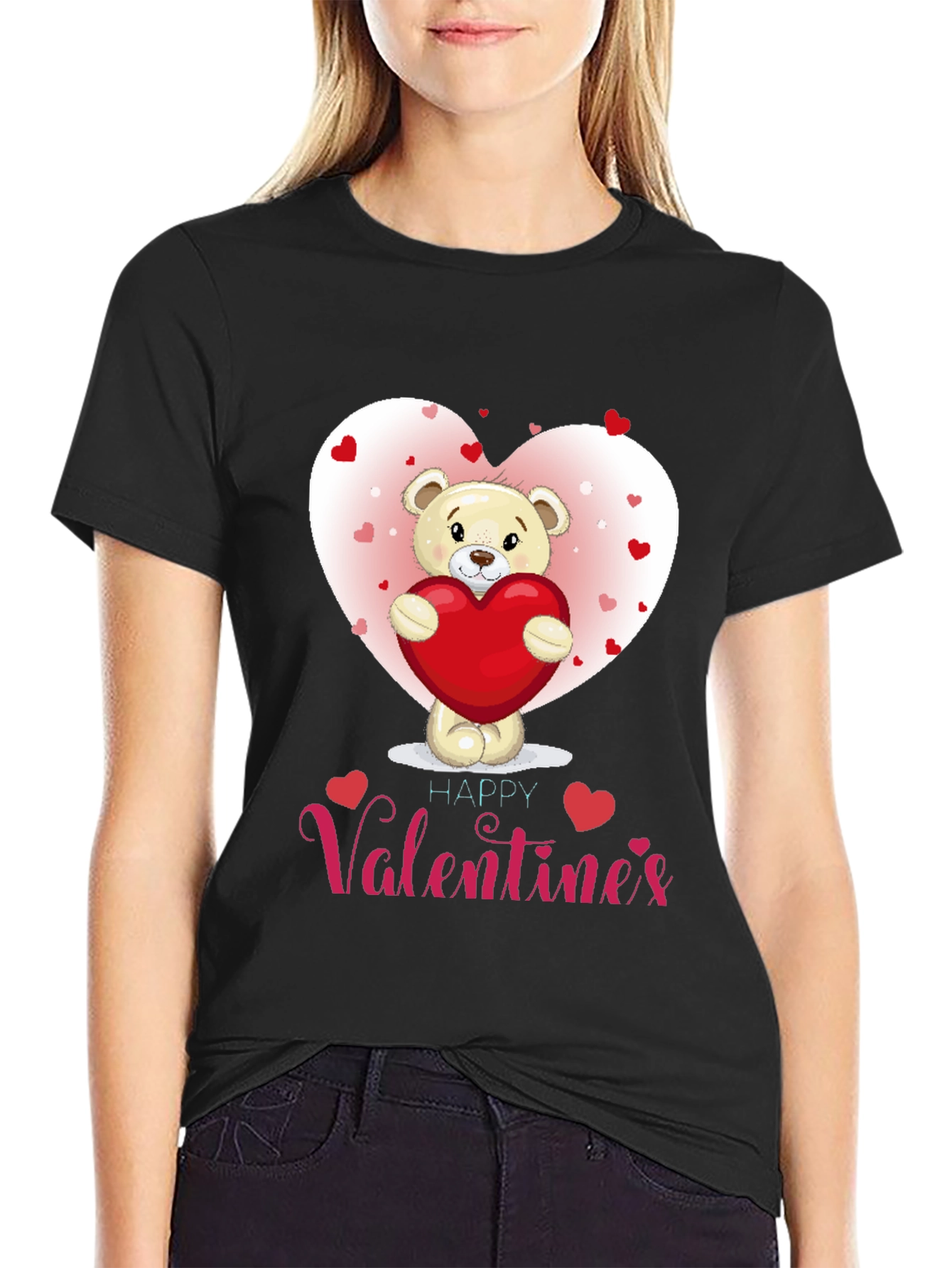 Black Valentine's Day Bear T-Shirt view 2