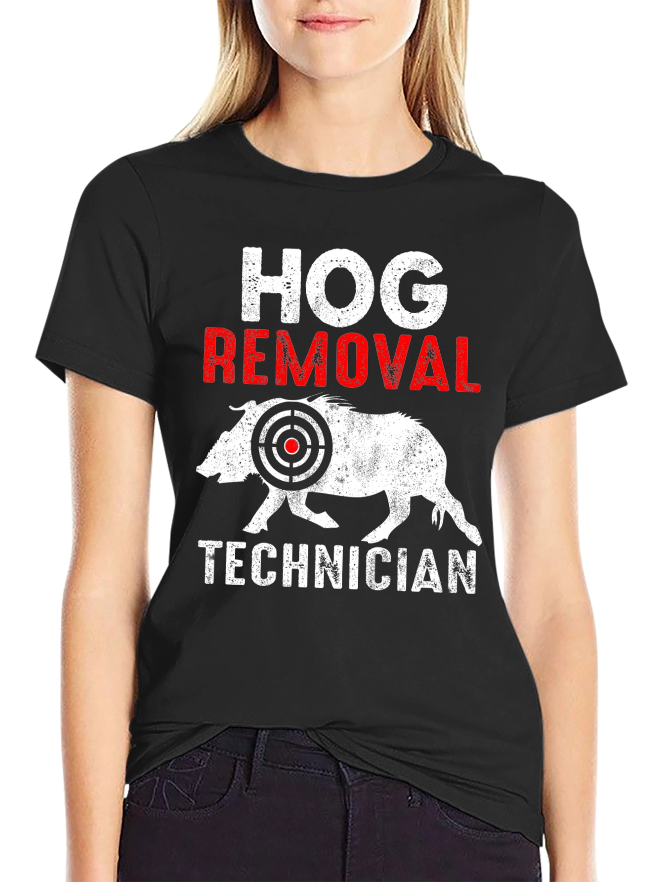 Black Hog Removal Technician T-Shirt view 2