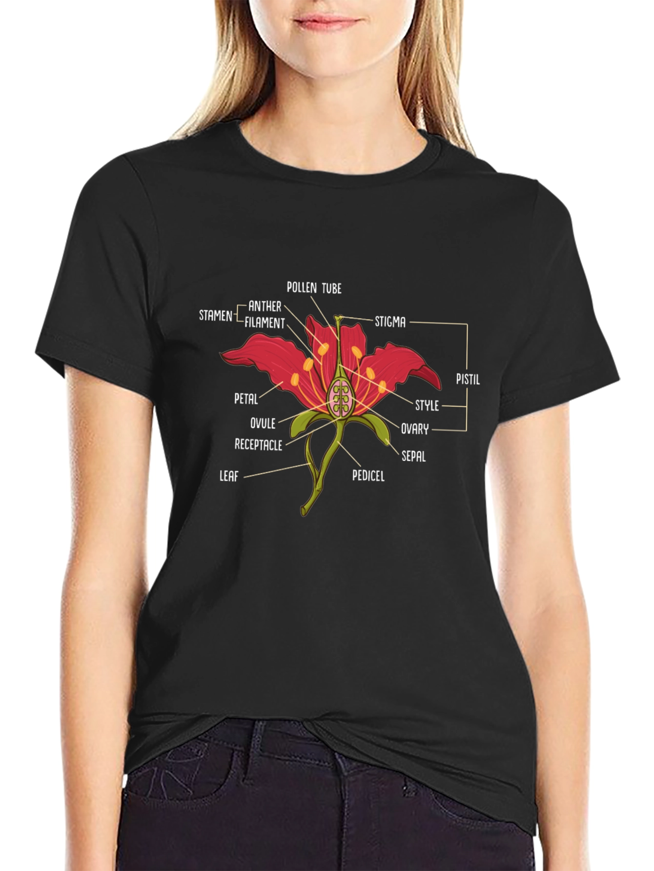 Black Anatomy of a Flower Graphic T-Shirt view 2