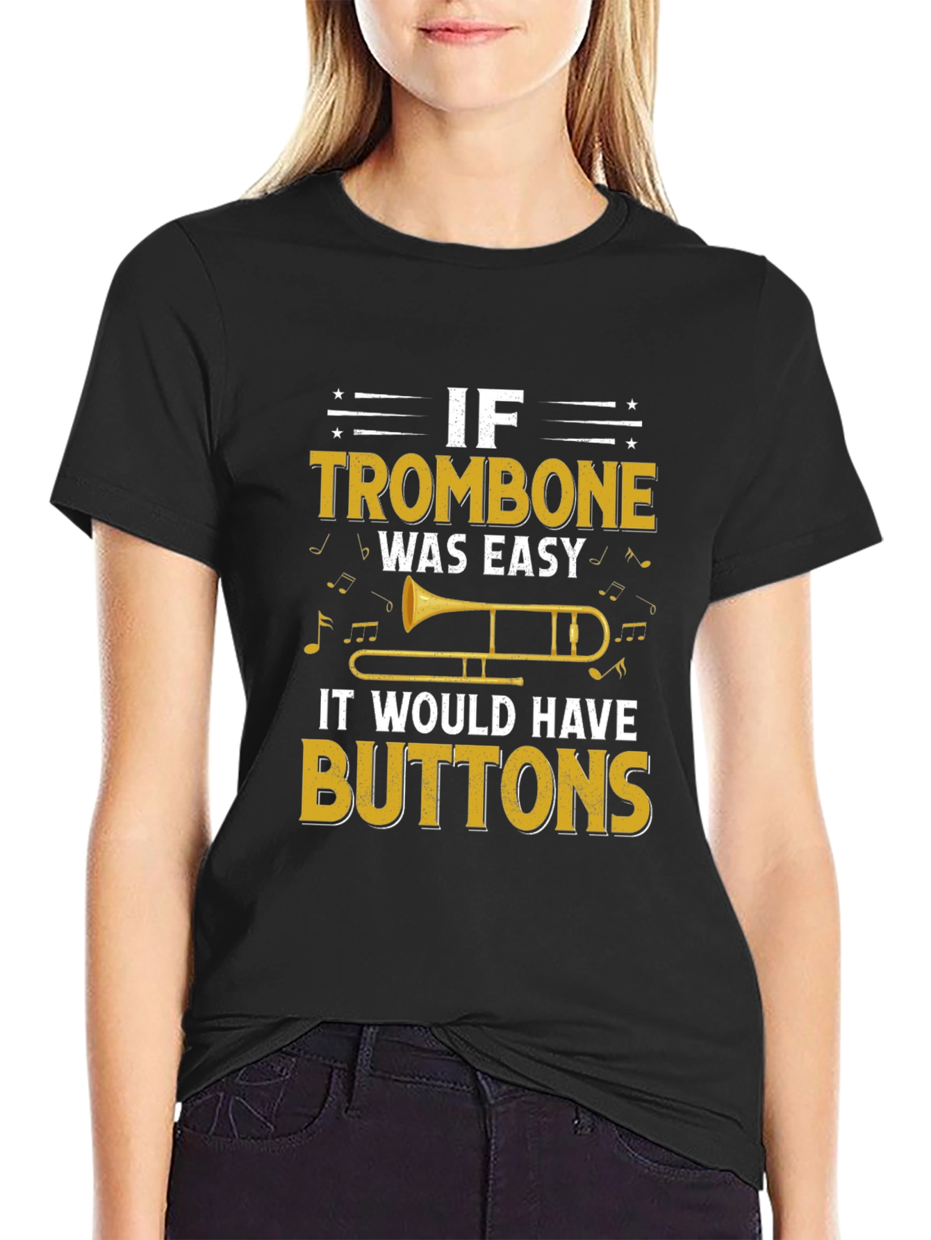 Black If Trombone Was Easy T-Shirt view 2