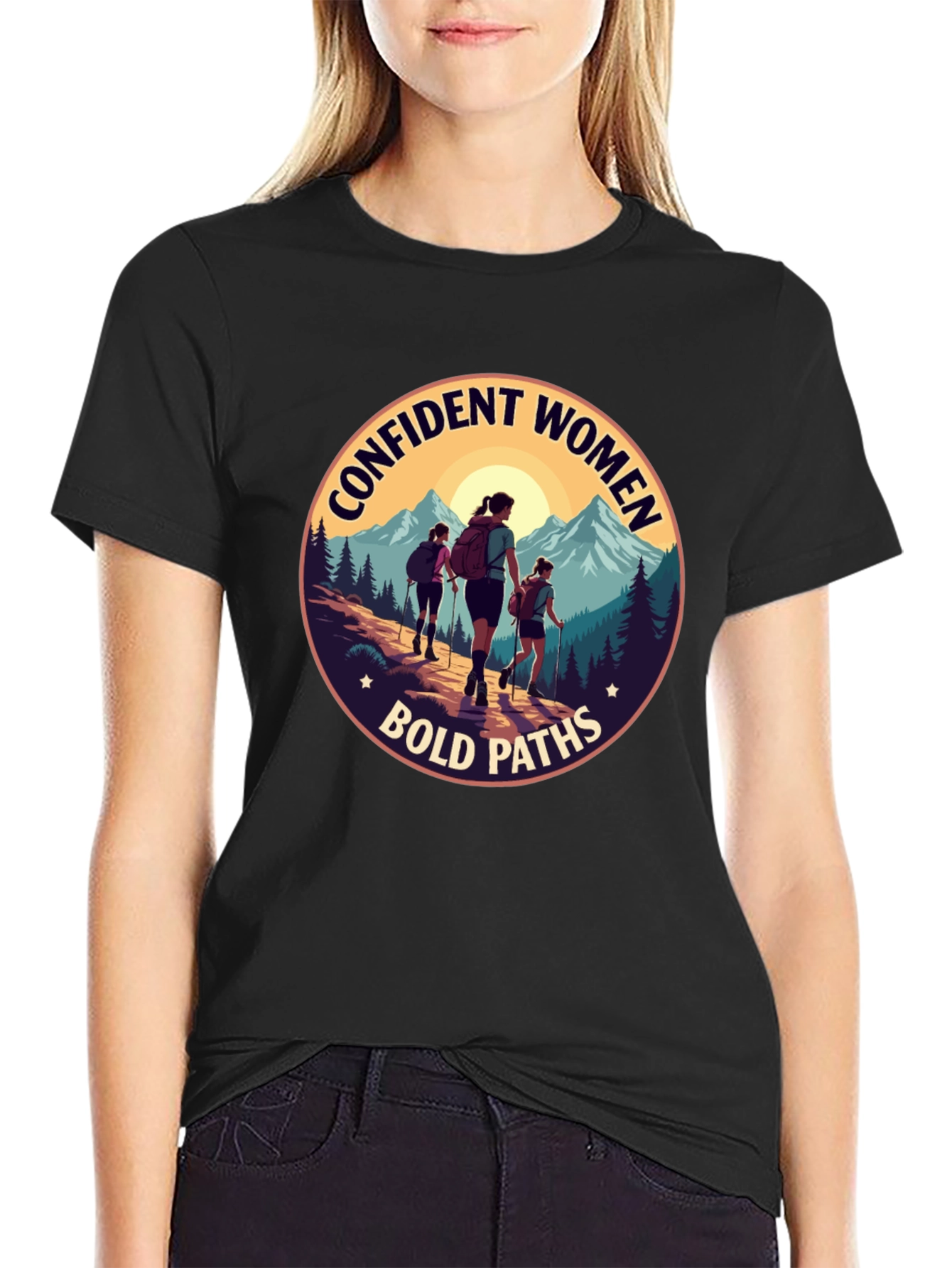 Black Confident Women Bold Paths Graphic T-Shirt view 2