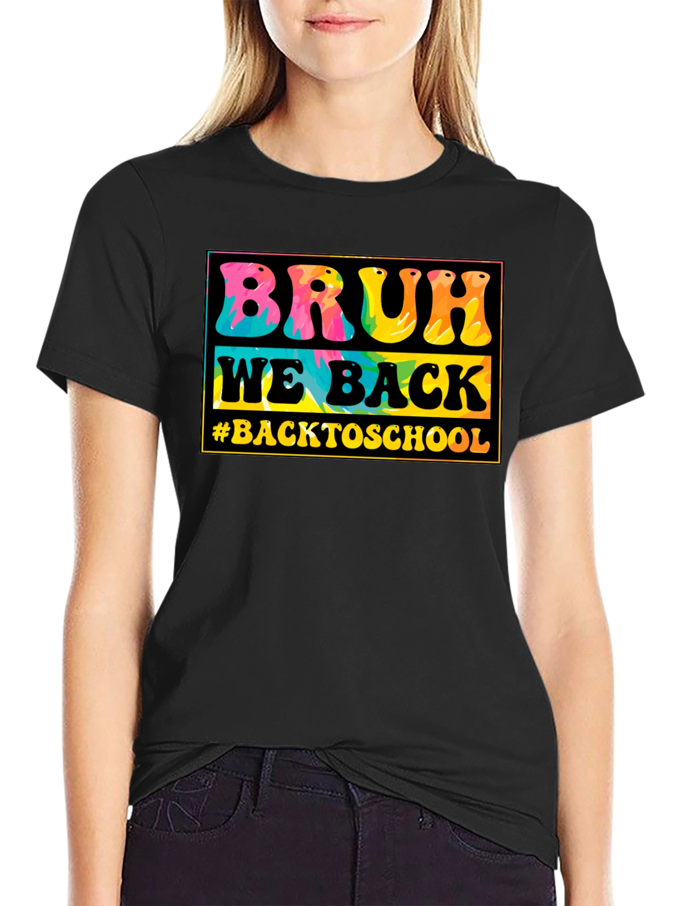 Black Bruh We Back to School Tie-Dye T-Shirt view 2