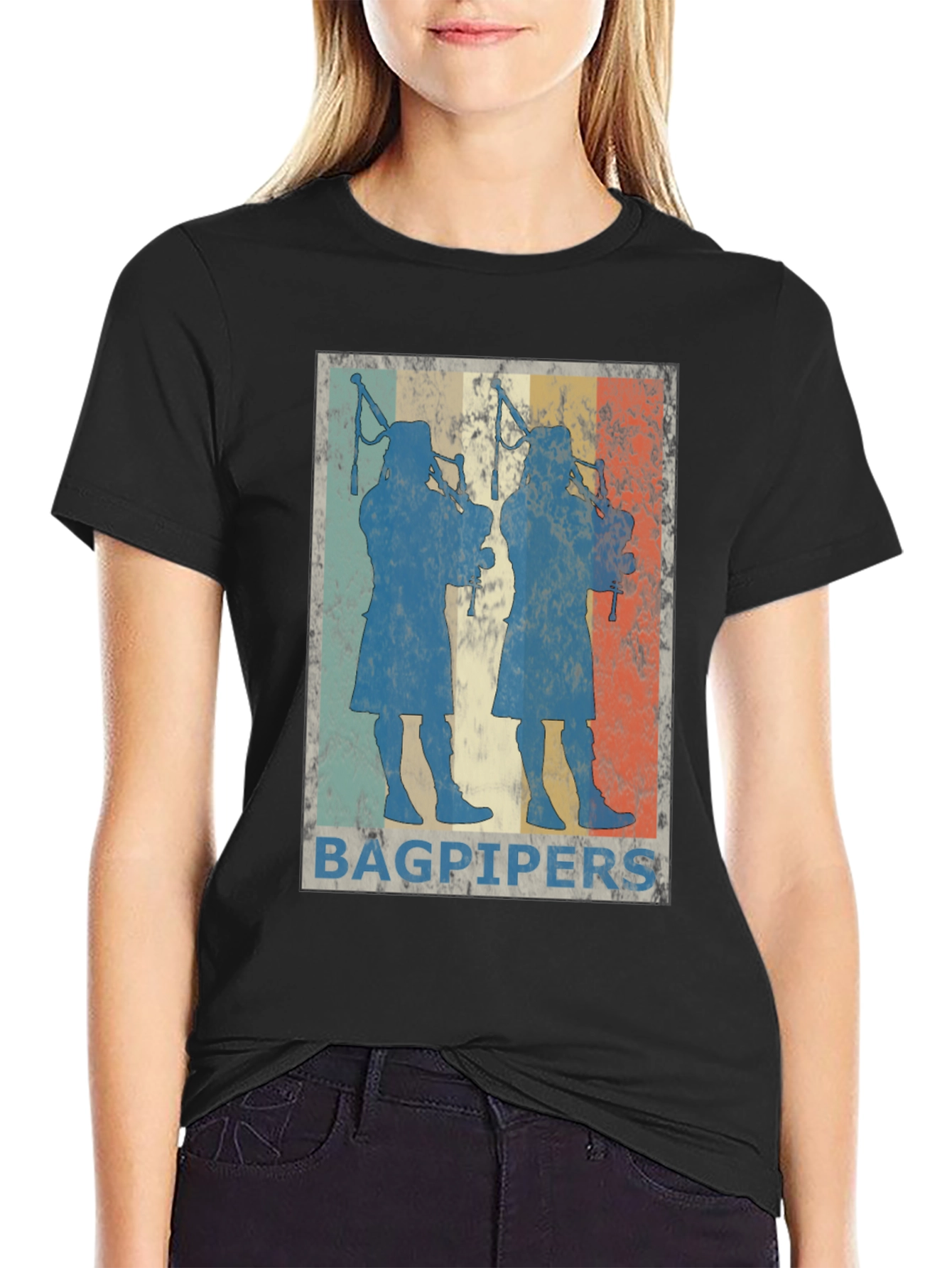 Vintage Bagpipers Graphic Tee - Black - 2