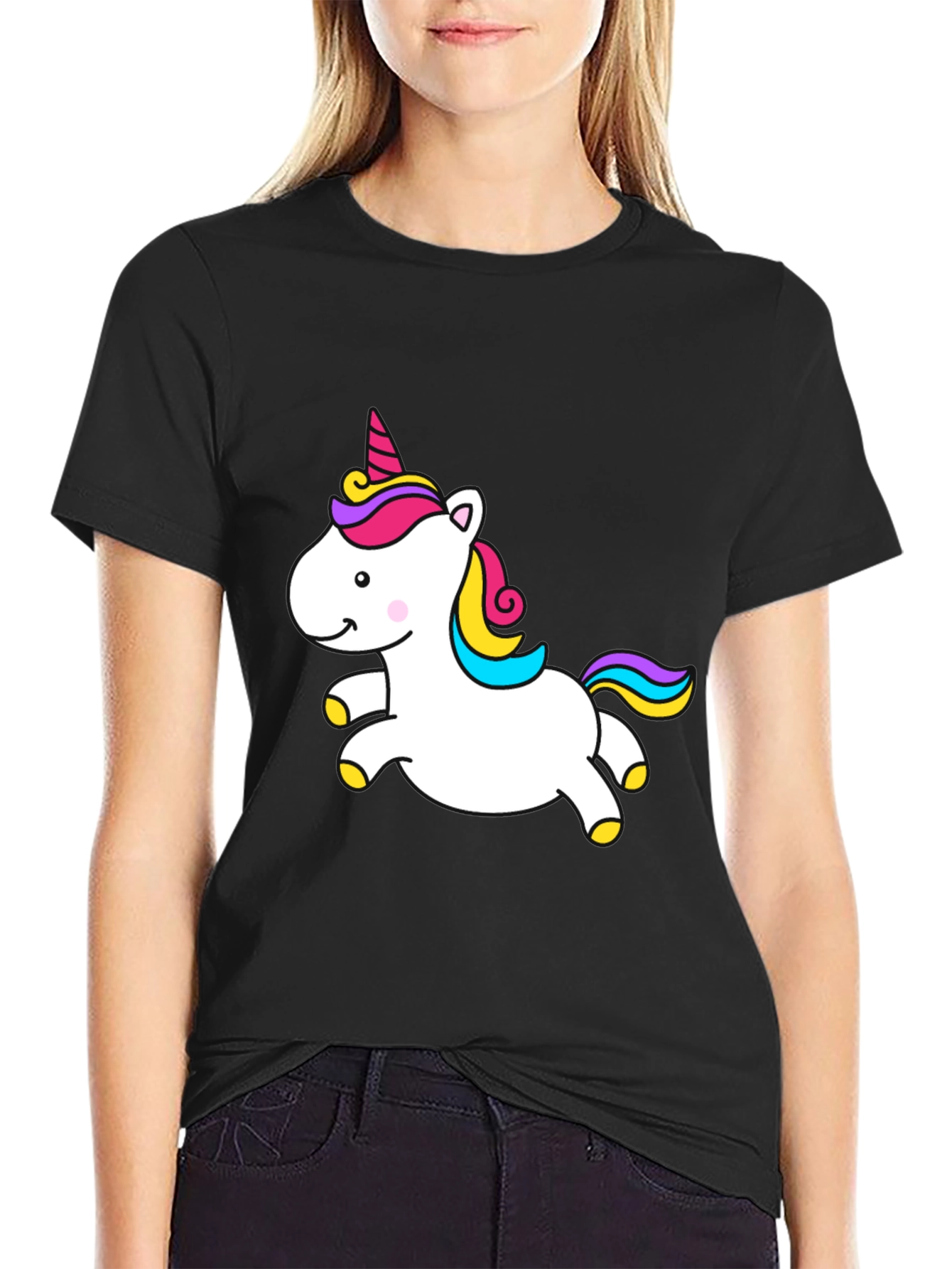 Black Unicorn Graphic Tee - Black Cotton Blend view 2