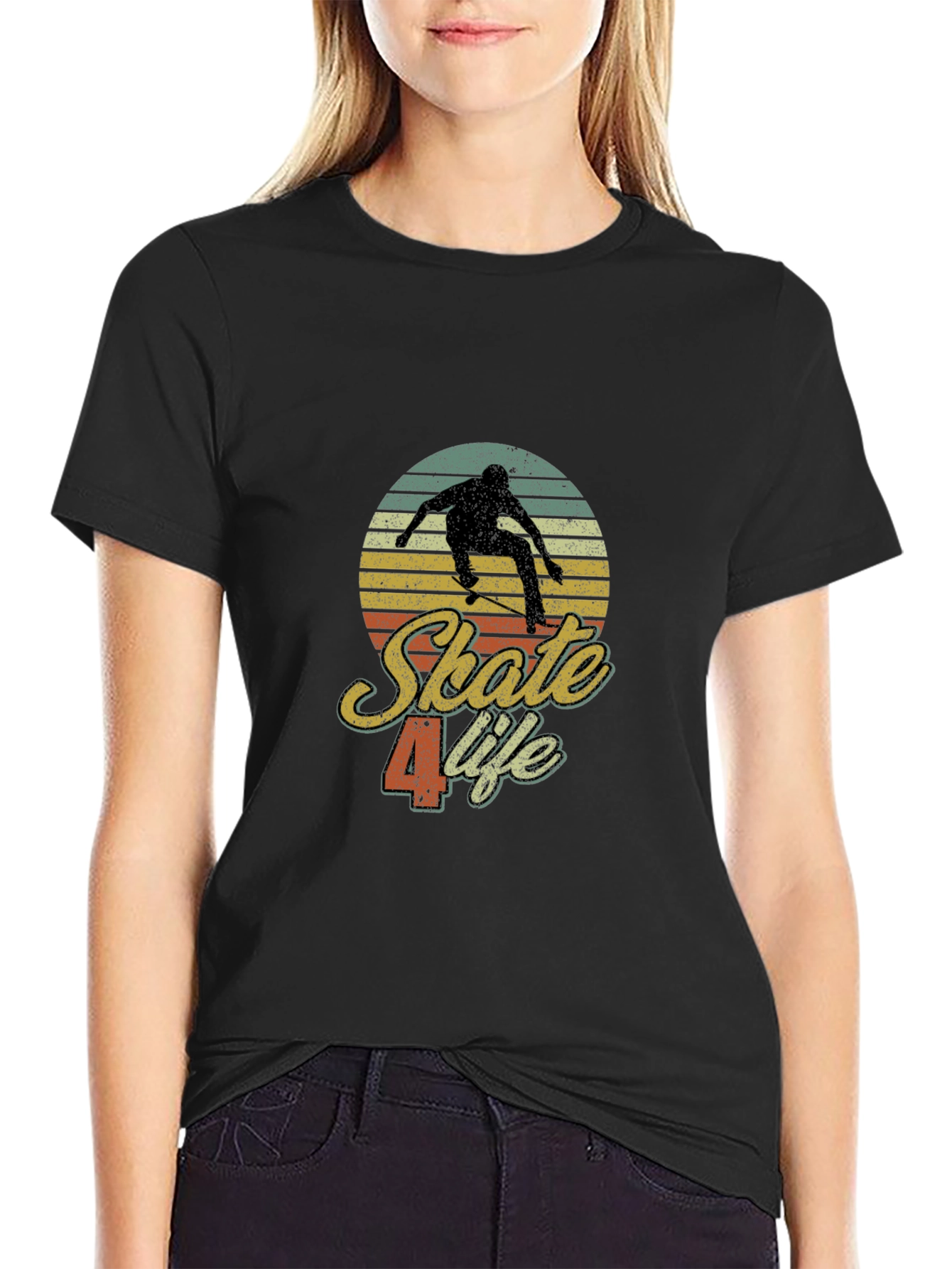 Black Skate 4 Life Retro Graphic Tee view 2