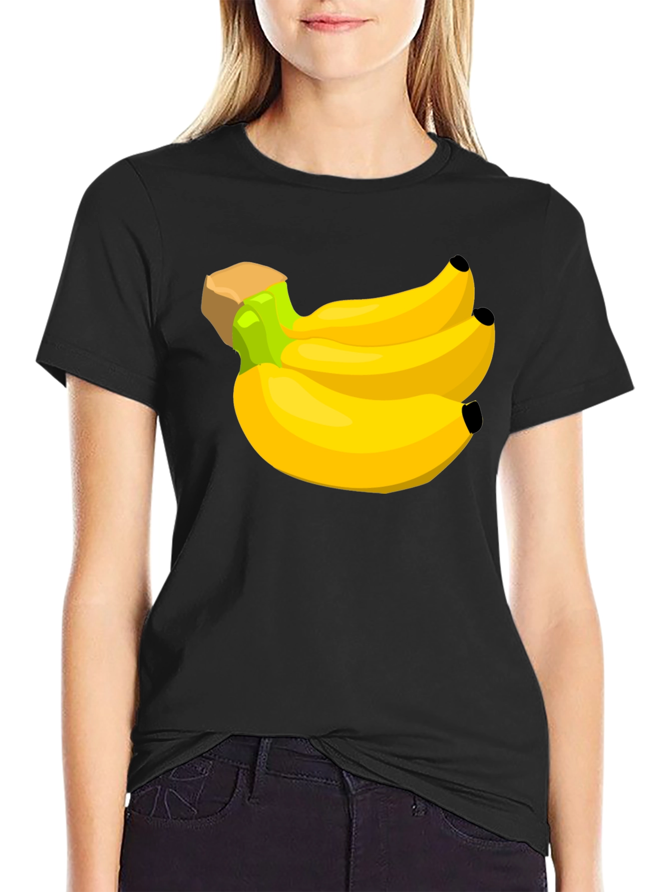 Black Banana Bunch Graphic Tee - Black Cotton T-Shirt view 2