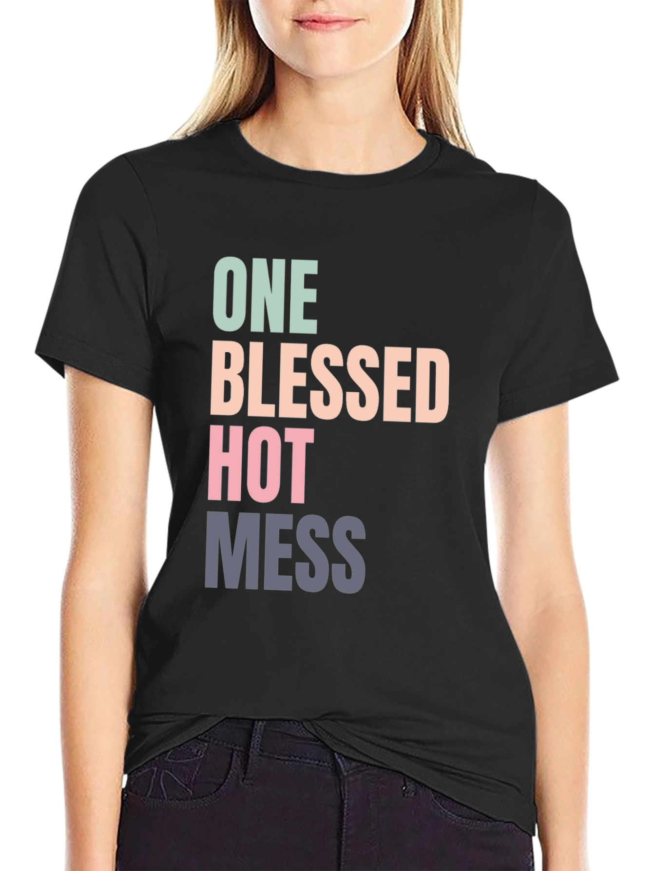 Black One Blessed Hot Mess Graphic Tee view 2