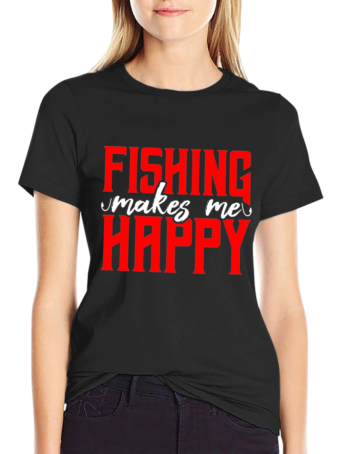Fishing Makes Me Happy T-Shirt - Novelty Graphic Tee - 2