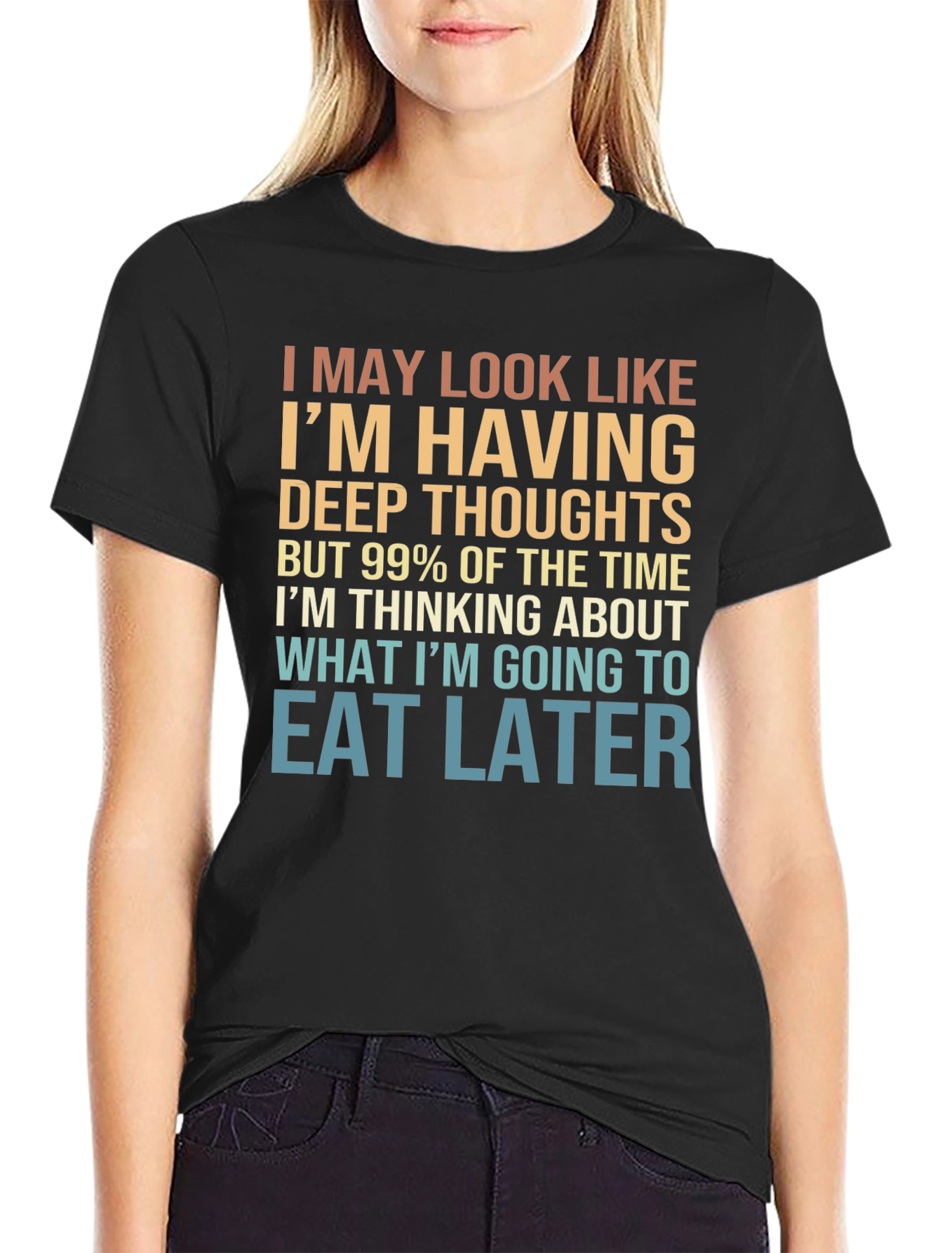 Black Funny Foodie T-Shirt: Deep Thoughts & Future Eats view 2