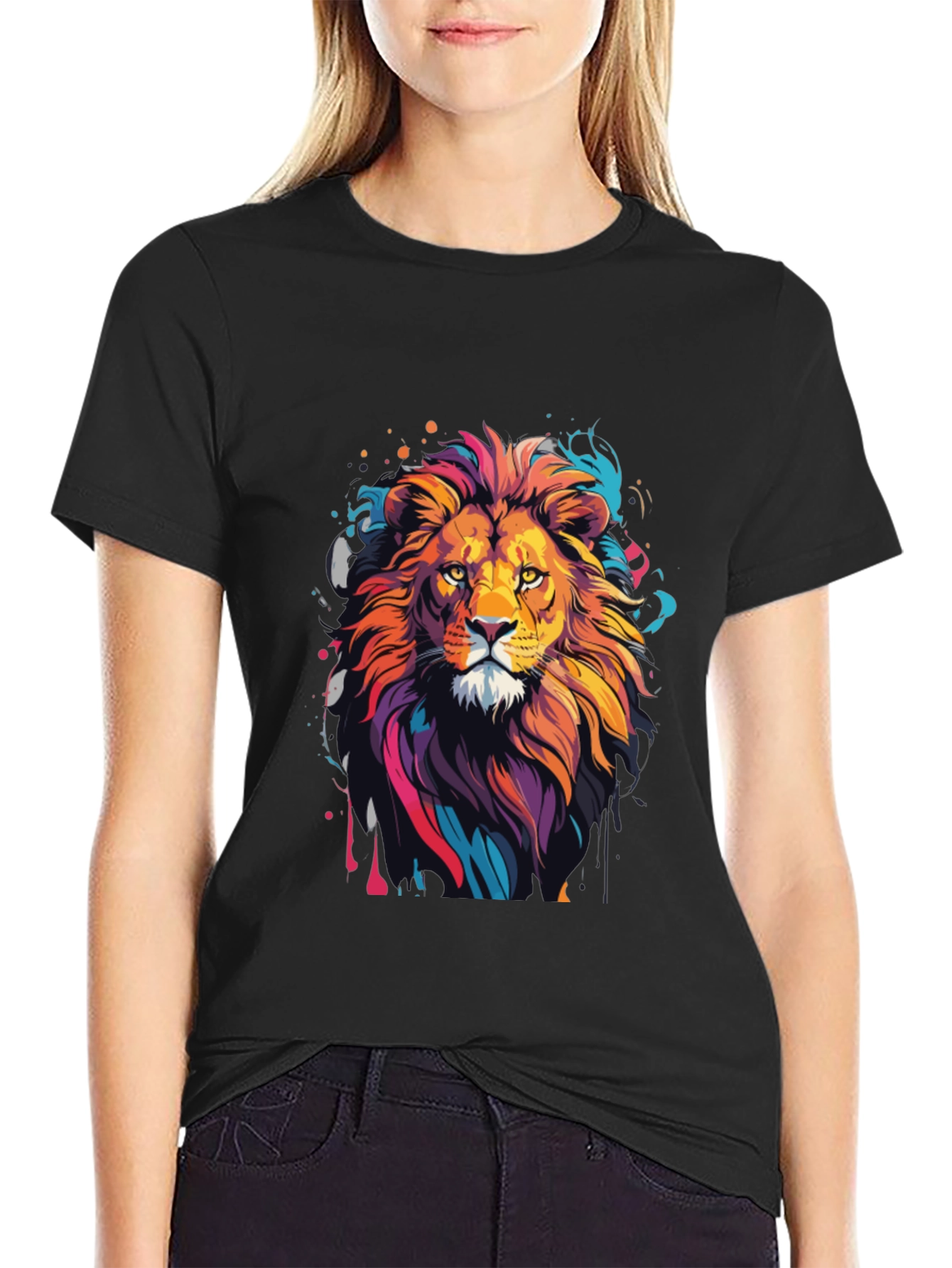 Black Lion Graphic Tee - Men's Black T-Shirt view 2