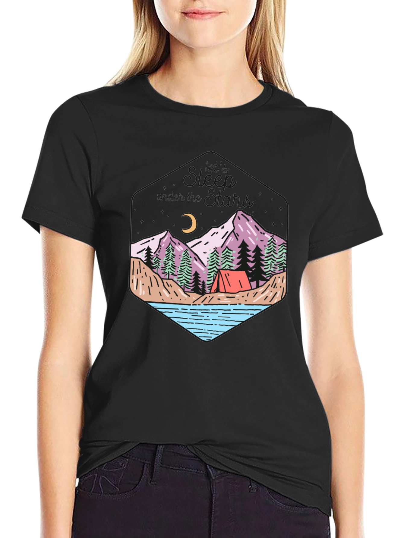 Black Outdoor Adventure T-Shirt - Camping Theme view 2