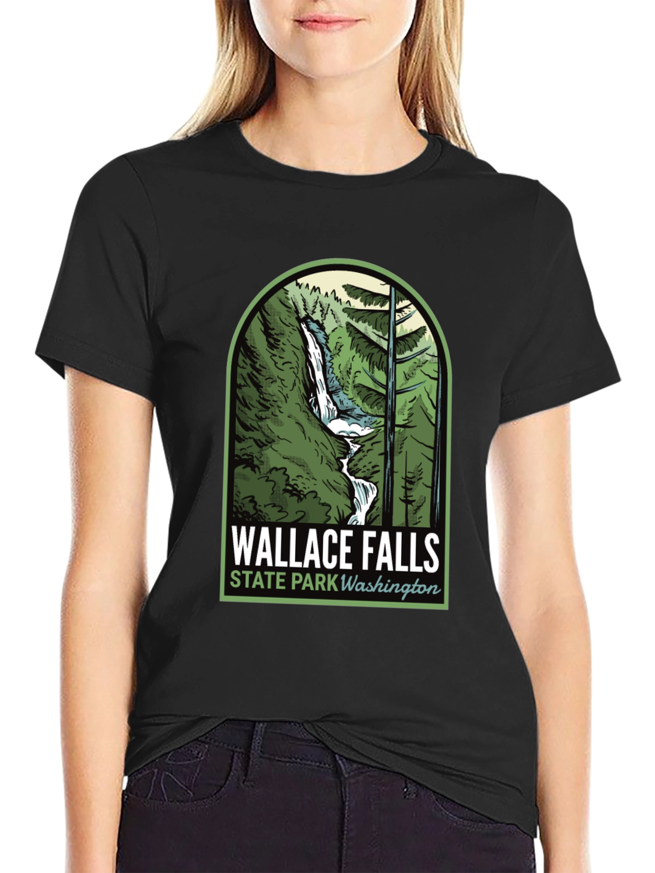 Black Wallace Falls State Park T-Shirt view 2