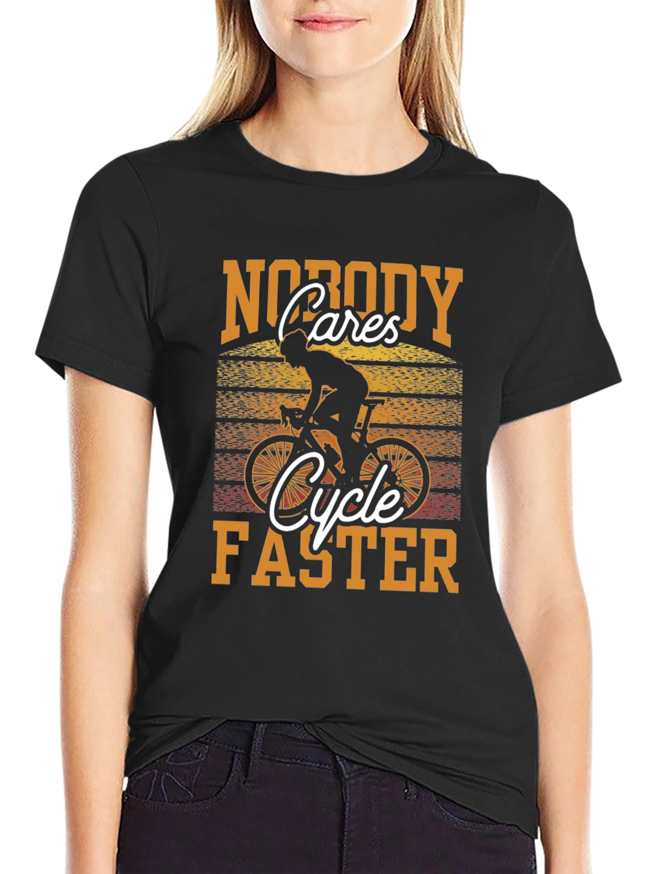 Nobody Cares Cycle Faster T-Shirt - Sporty Graphic Tee - 2