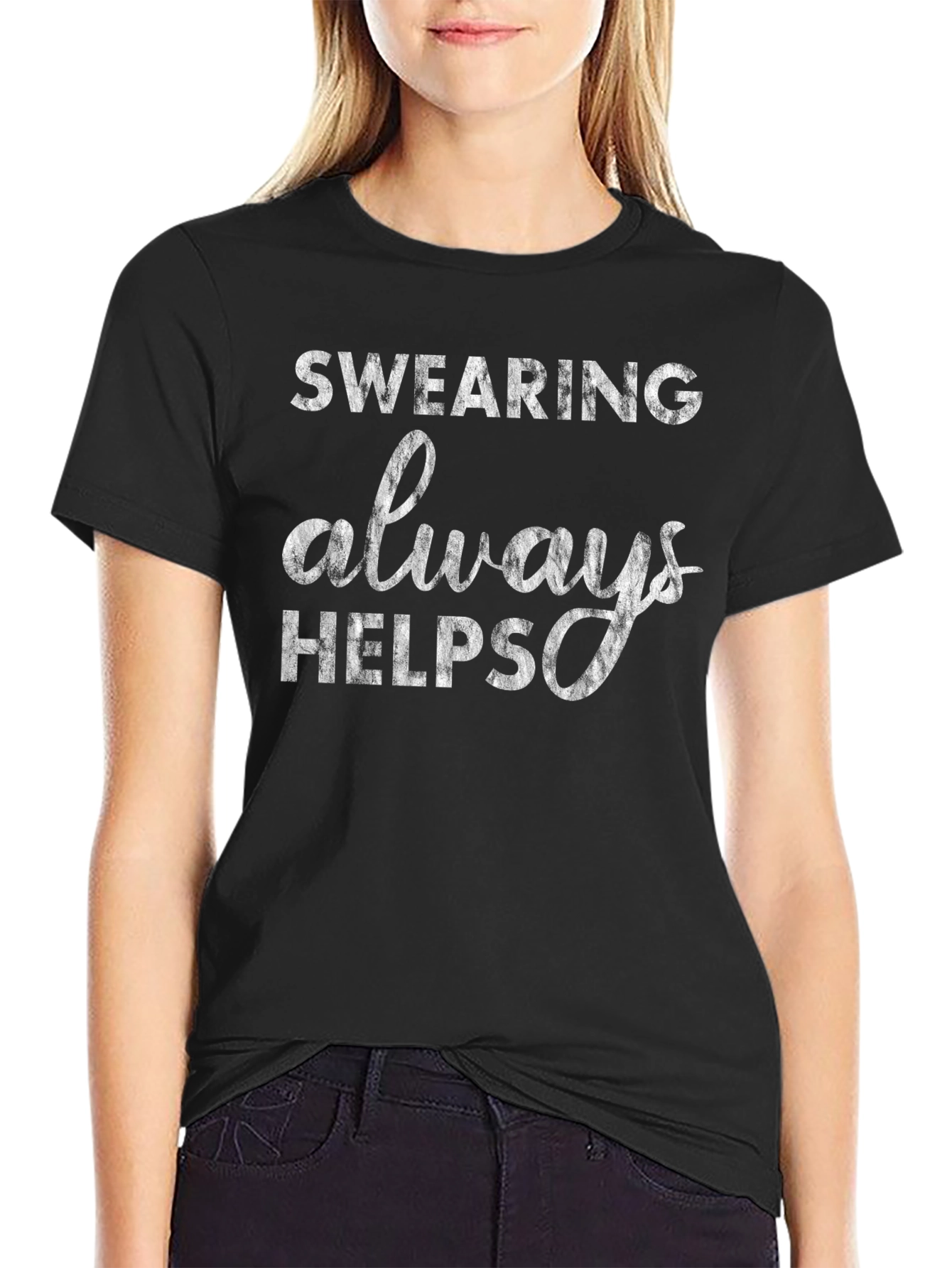 Black Swearing Always Helps Graphic T-Shirt view 2