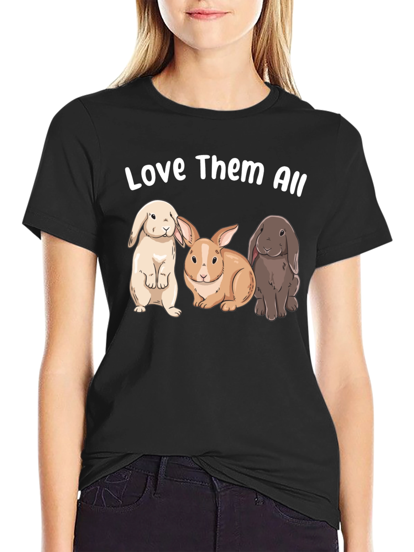 Black Love Them All Bunny Graphic T-Shirt view 2
