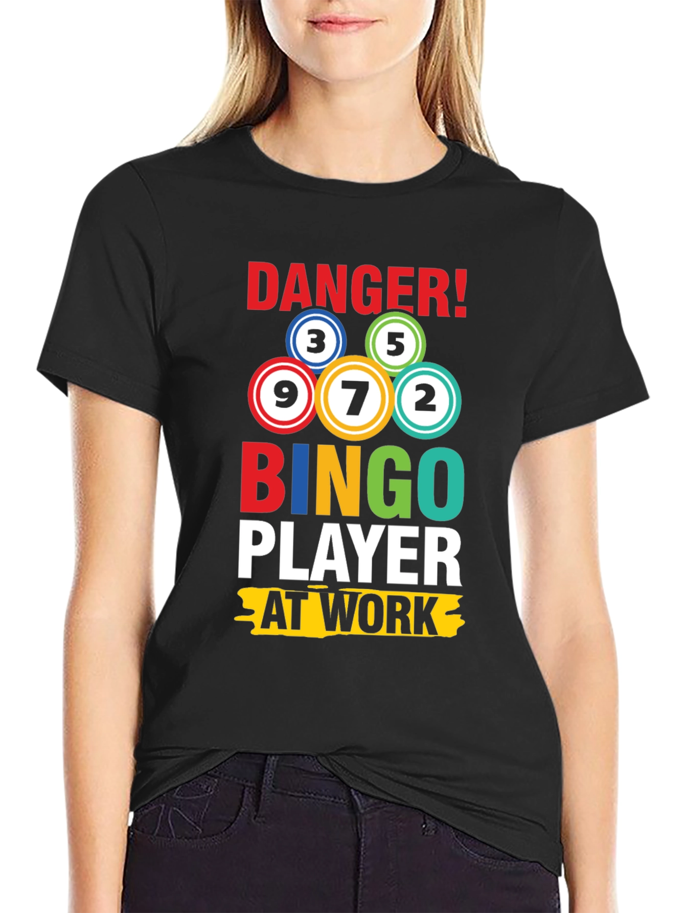 Black Danger Bingo Player at Work T-Shirt  view 2
