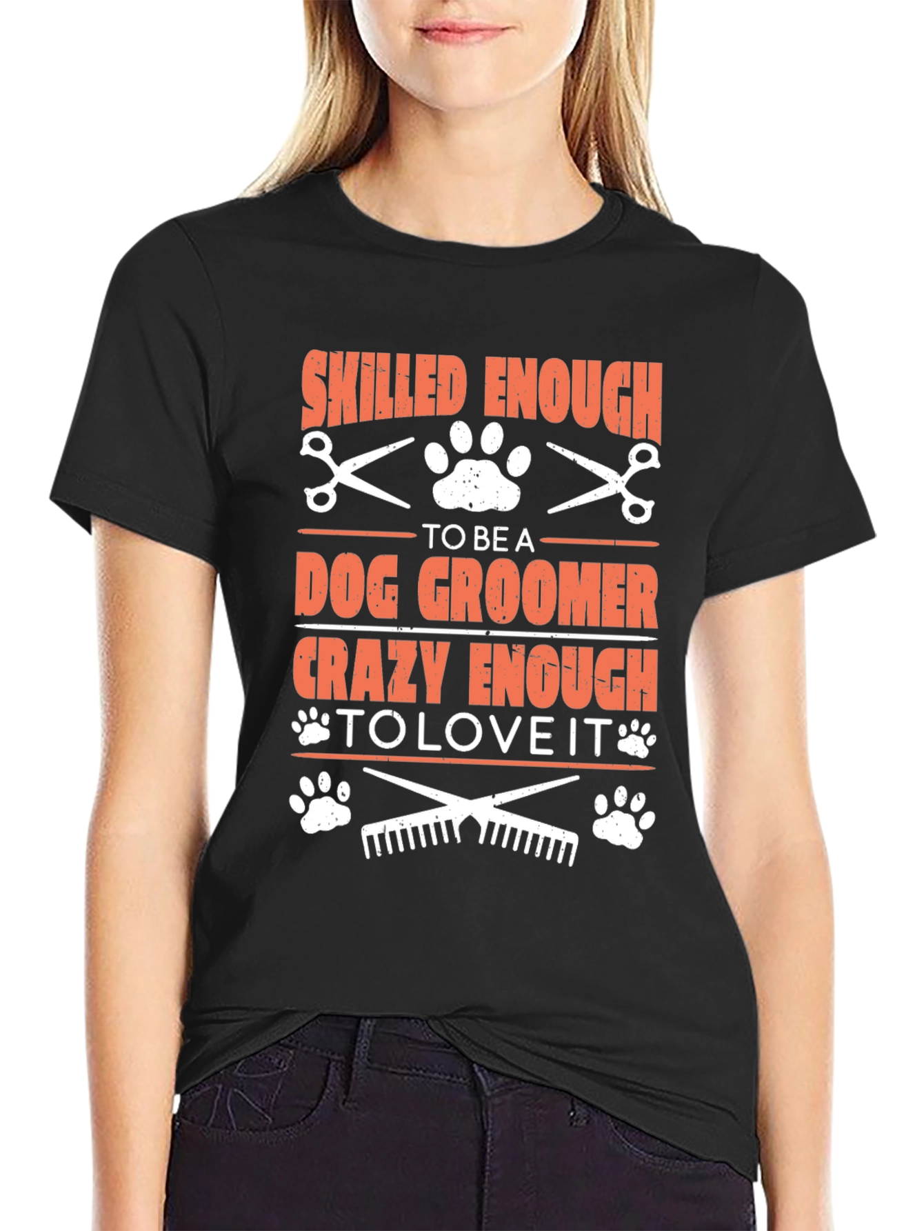 Black Dog Groomer T-Shirt: Skilled & Crazy Enough view 2