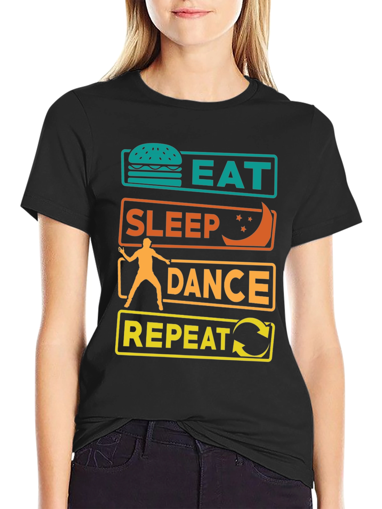Black Eat Sleep Dance Repeat Graphic Tee view 2